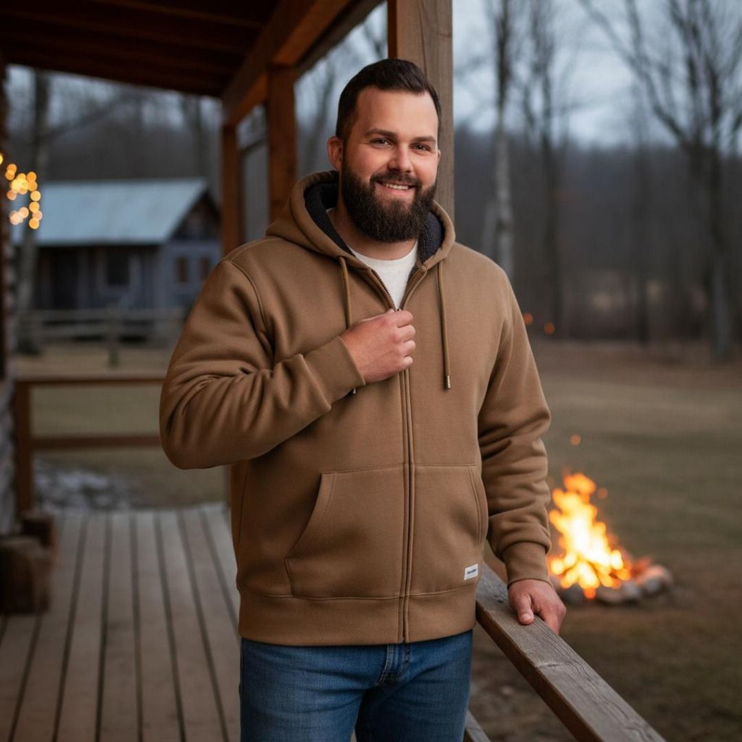 WindRiver Men's T-Max Heat Sherpa Lined Full Zip Hoodie