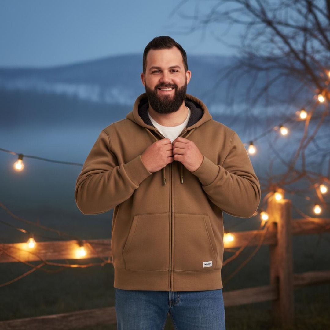 WindRiver Men's T-Max Heat Sherpa Lined Full Zip Hoodie