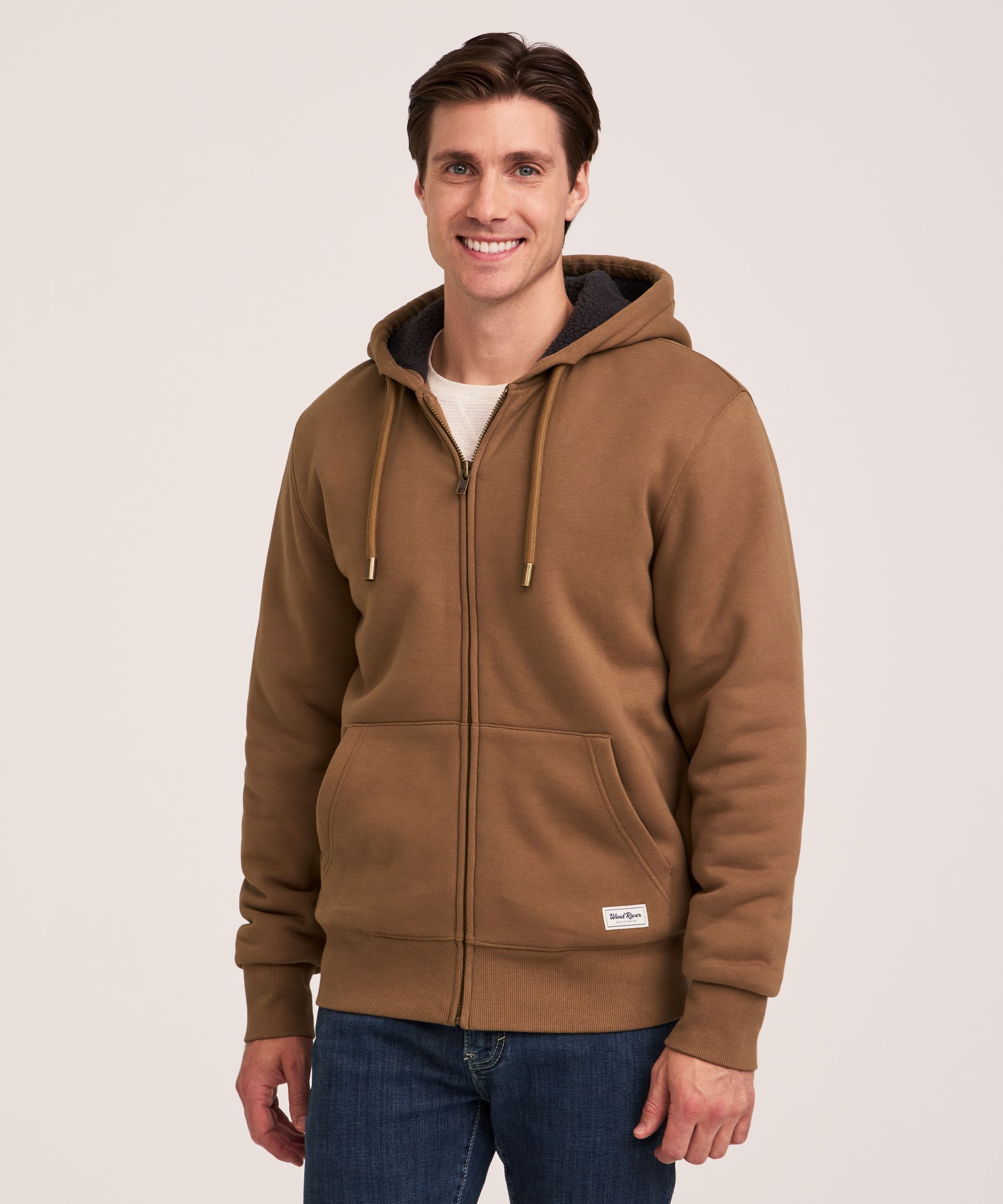 WindRiver Men's T-Max Heat Sherpa Lined Full Zip Hoodie