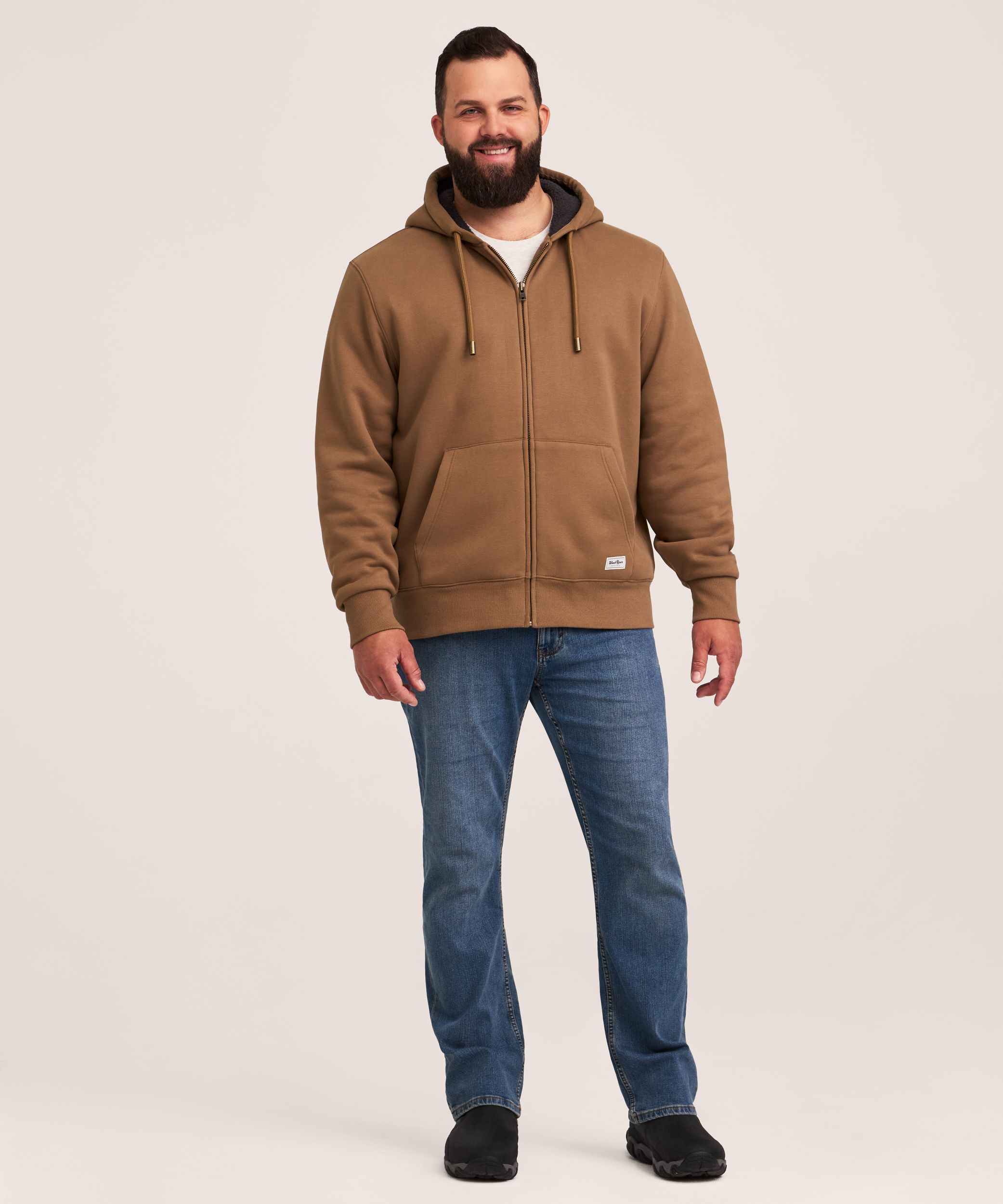 WindRiver Men's T-Max Heat Sherpa Lined Full Zip Hoodie