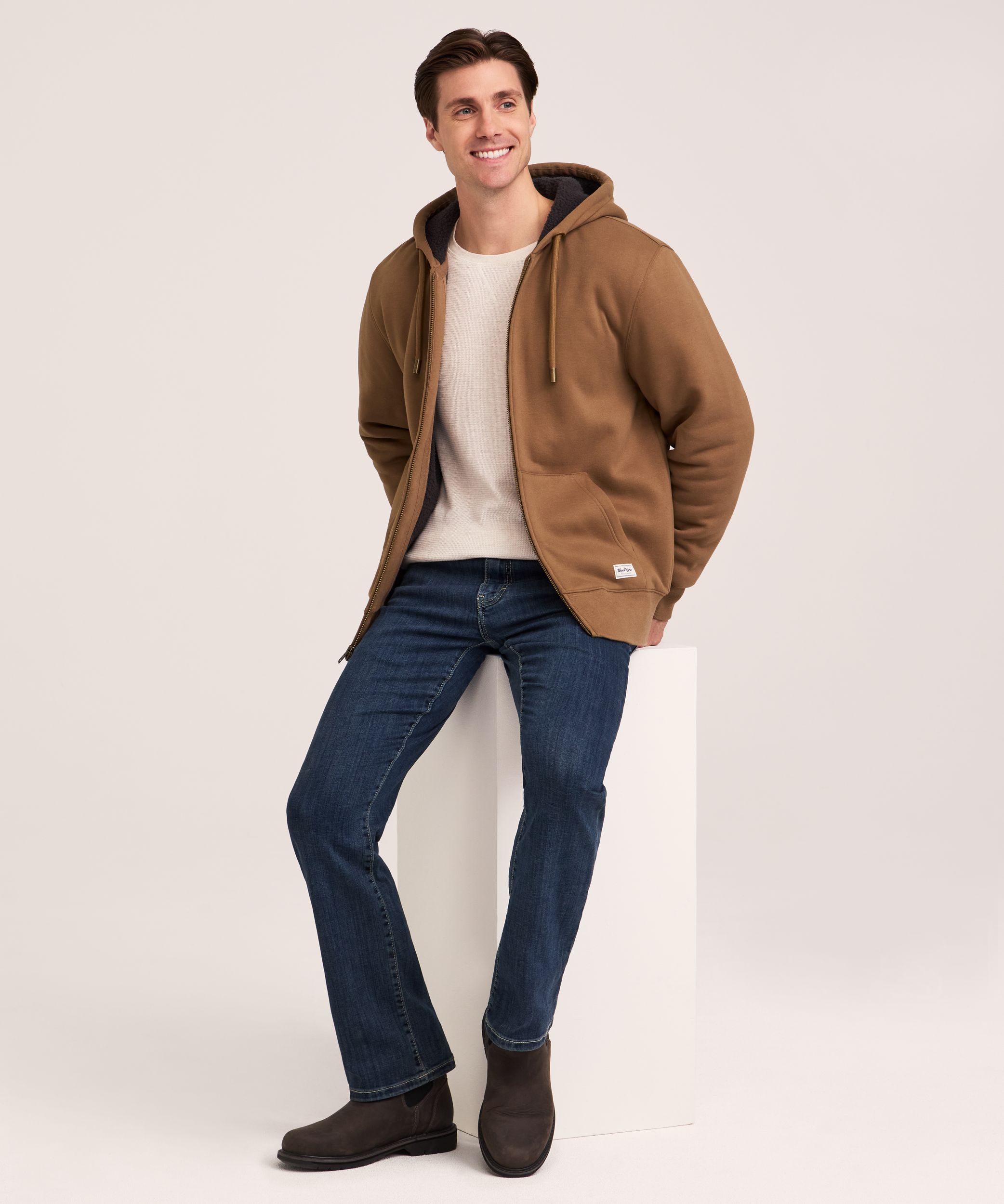 WindRiver Men's T-Max Heat Sherpa Lined Full Zip Hoodie