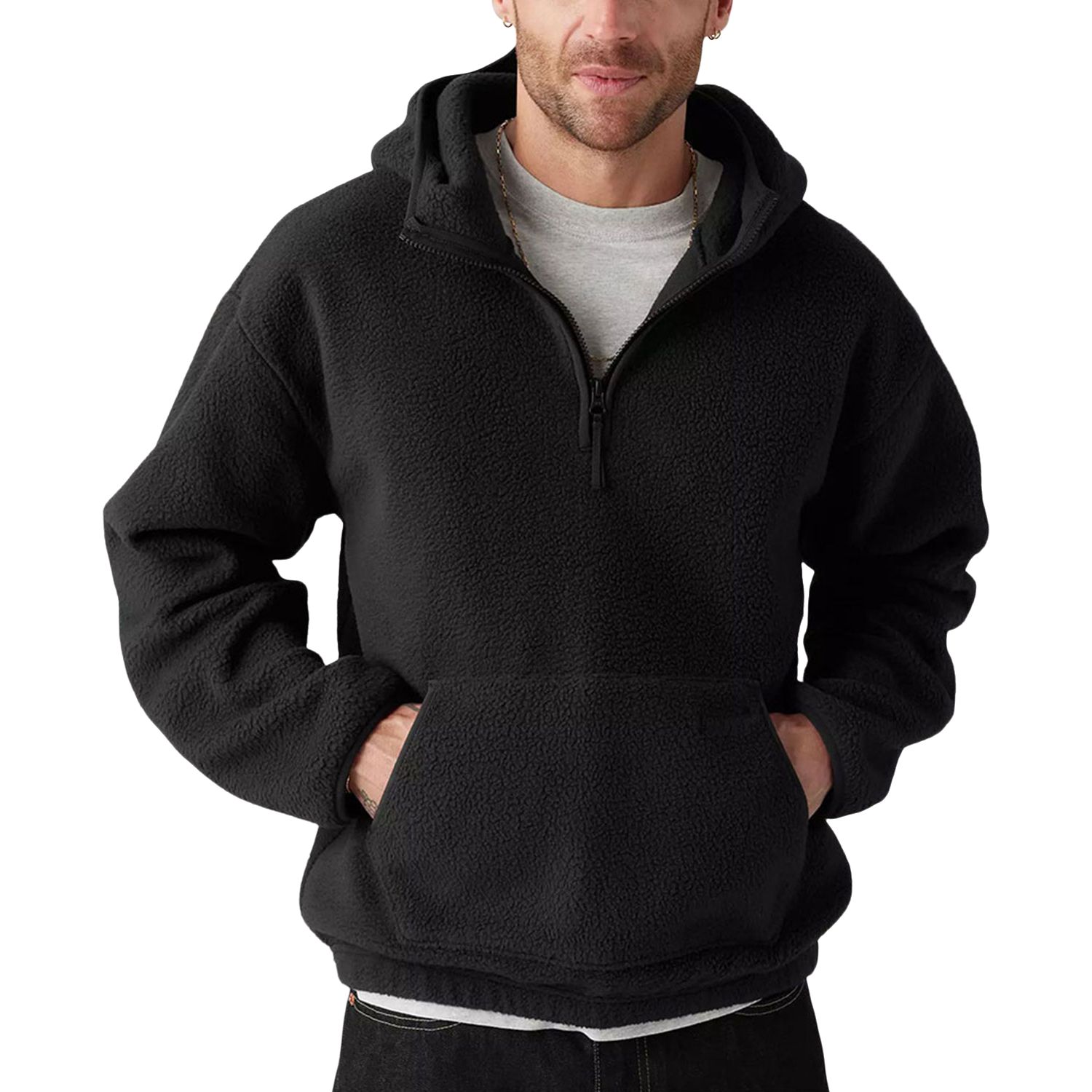 Levi's Men's Quarter Zip Sherpa Fleece Hoodie