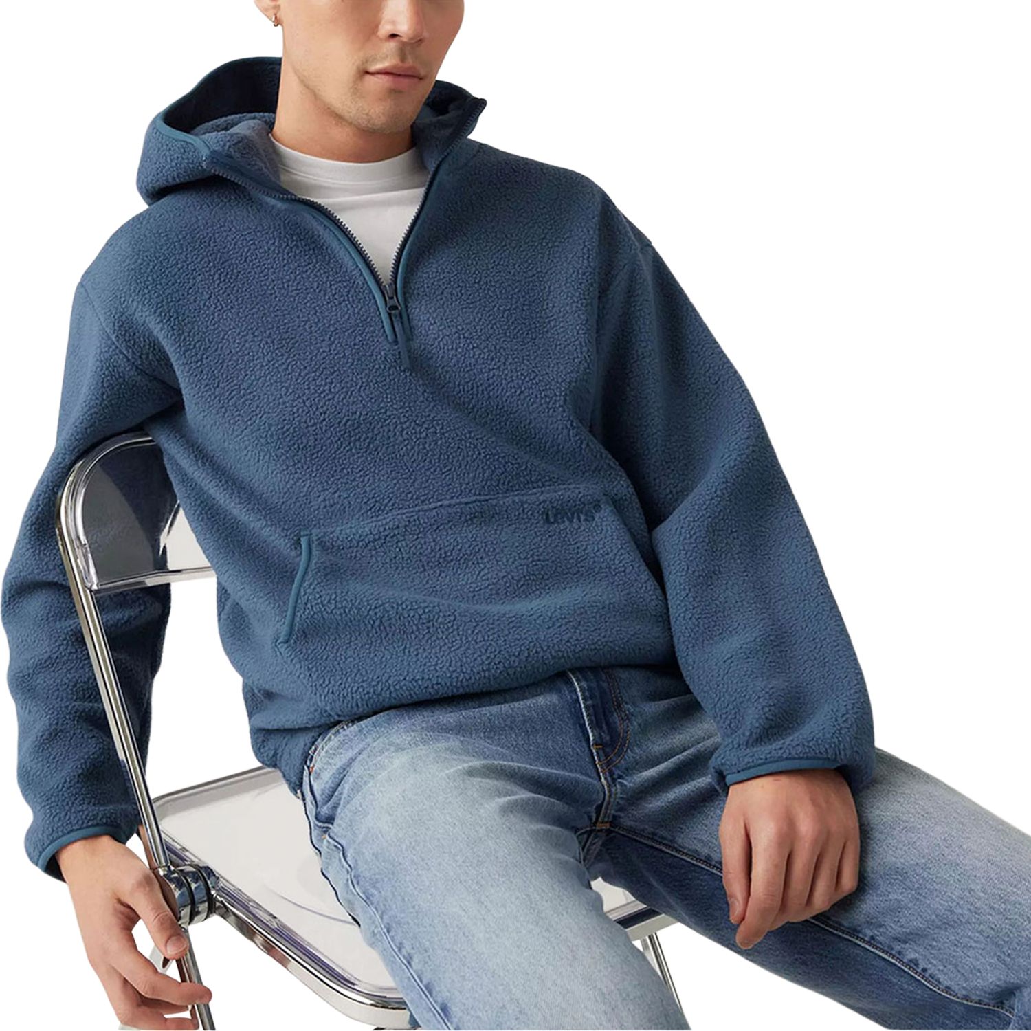 Levi's Men's Quarter Zip Sherpa Fleece Hoodie