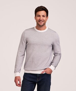 Denver Hayes Men's Ottoman Stripe Crew Sweater