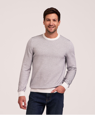 Denver Hayes Men's Ottoman Stripe Crew Sweater