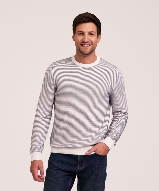 Denver Hayes Men's Ottoman Stripe Crew Sweater