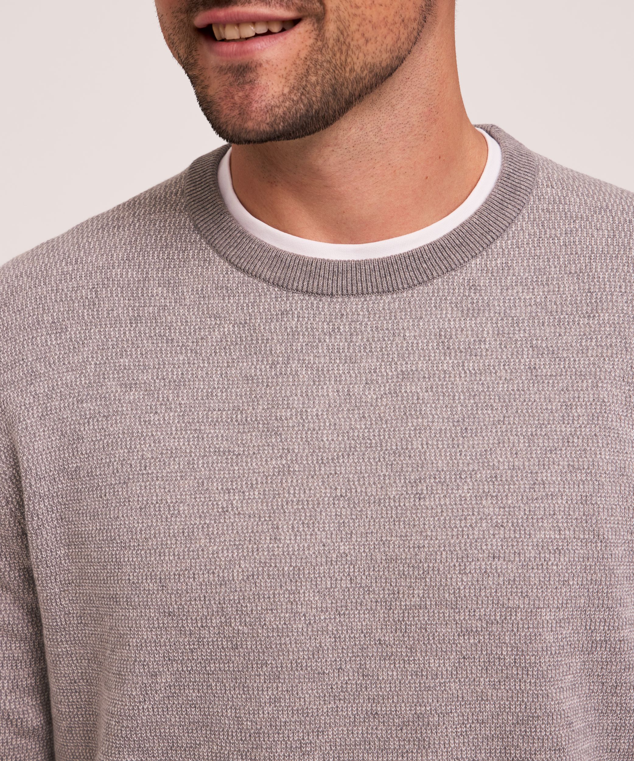 Chandail à col ras du cou en coton doux et surpiqûres à œil pour hommes, Denver Hayes