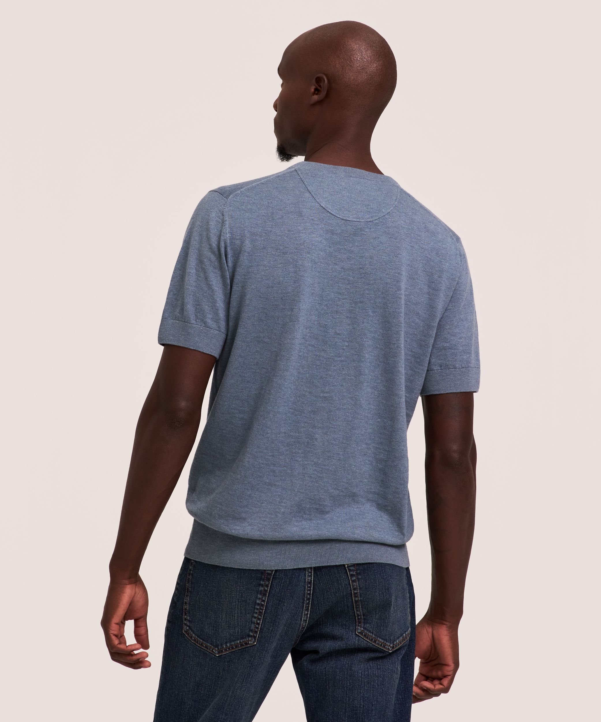 Chandail Henley en coton à manches courtes pour hommes, Denver Hayes