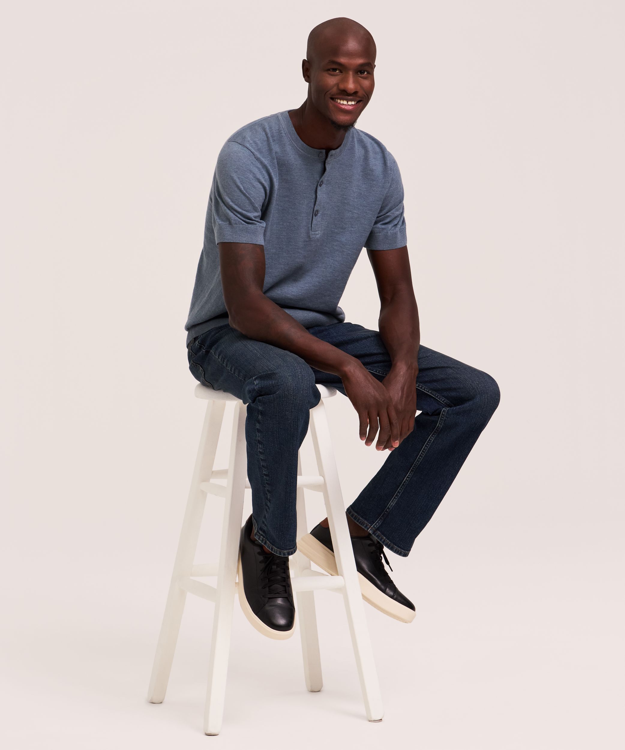 Chandail Henley en coton à manches courtes pour hommes, Denver Hayes