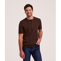 Denver Hayes Men's Short Sleeve Henley Cotton Sweater