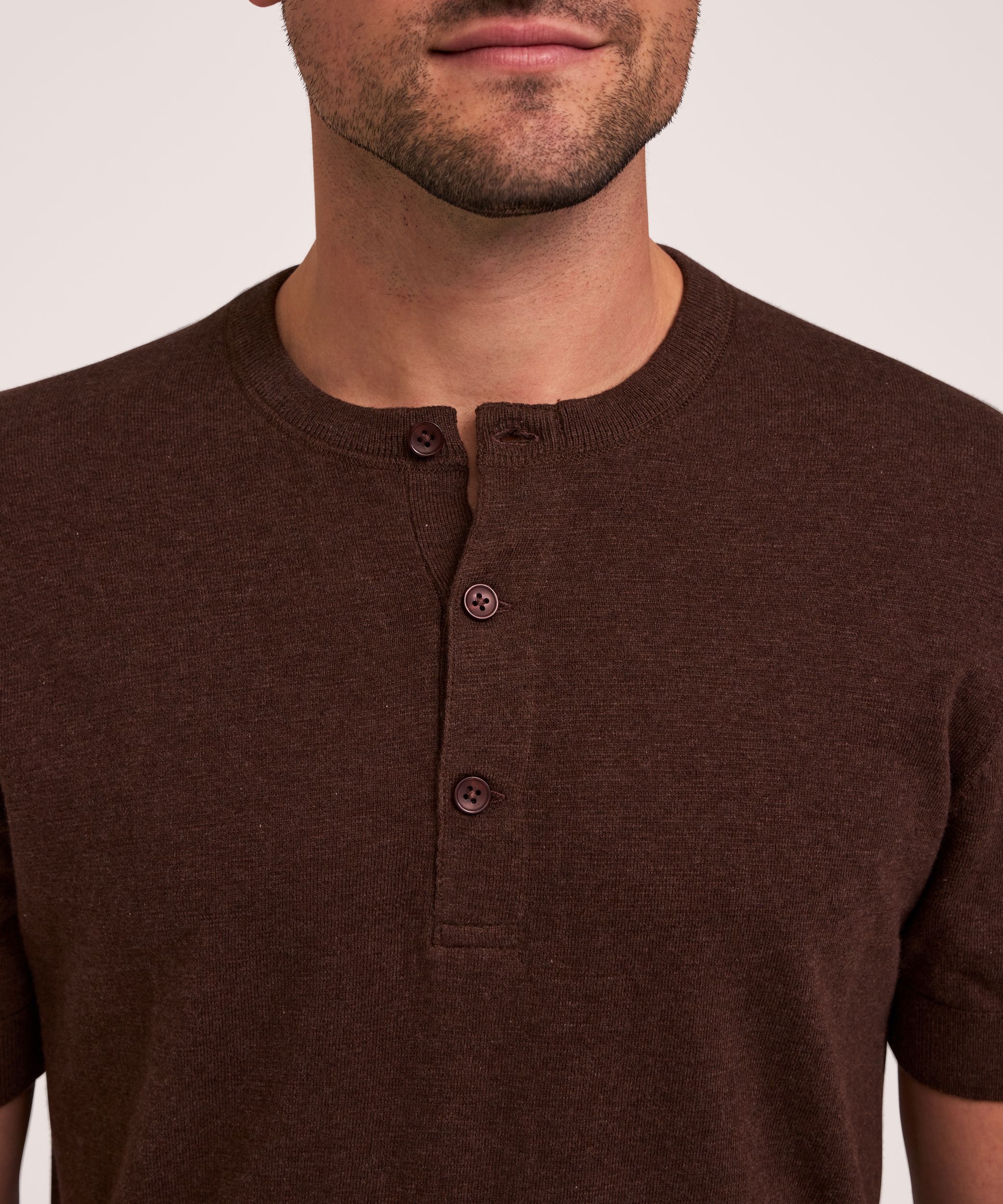 Denver Hayes Men's Short Sleeve Henley Cotton Sweater