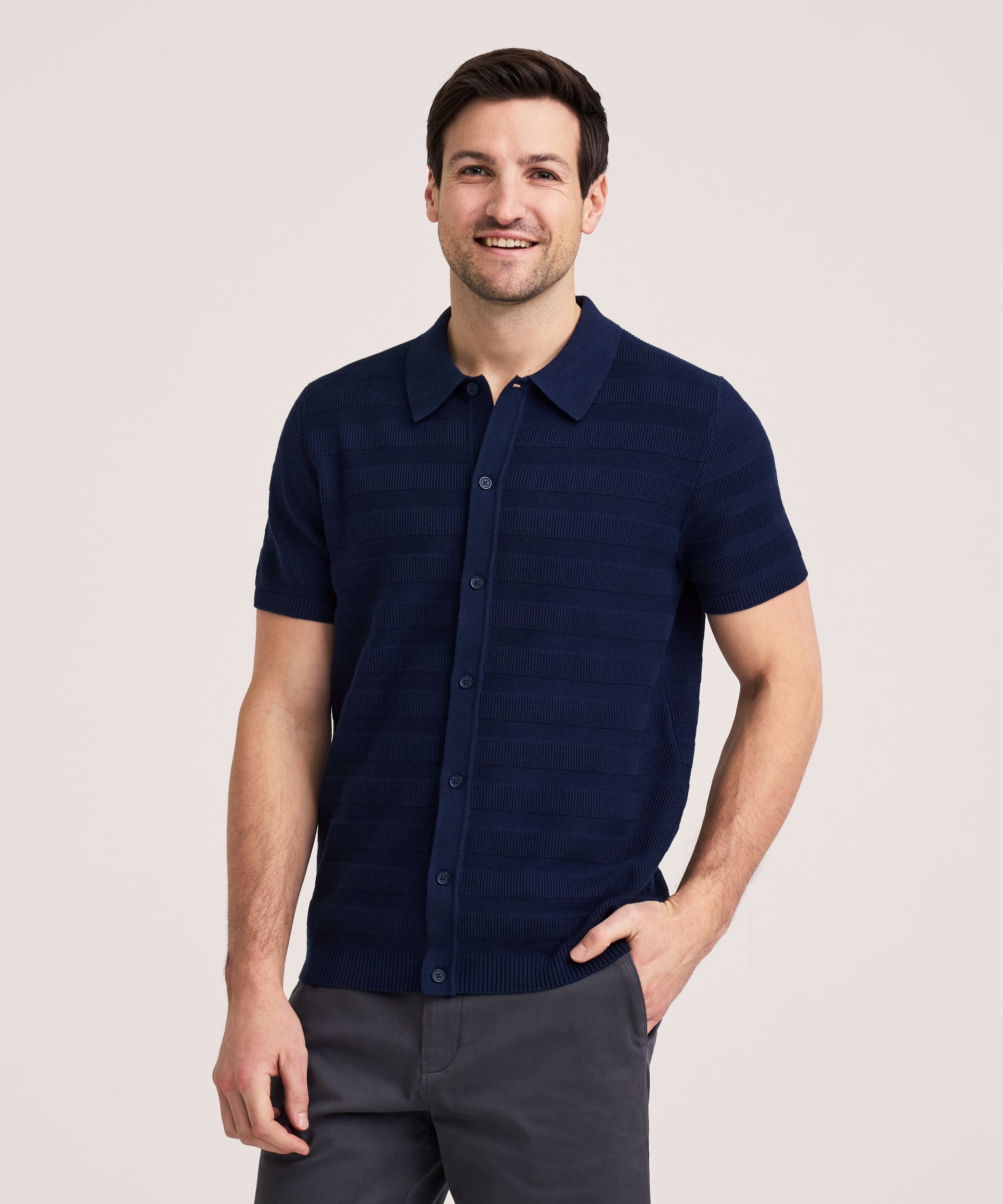 Denver Hayes Men's Short Sleeve Button Polo Shirt