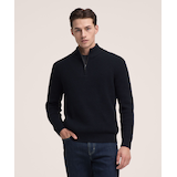 Chandail en tricot gaufré à col cheminée et glissière 1/4 pour hommes, Denver Hayes Front_Flat