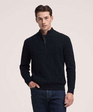 Denver Hayes Men's Waffle 1/4 Zip Mockneck Sweater