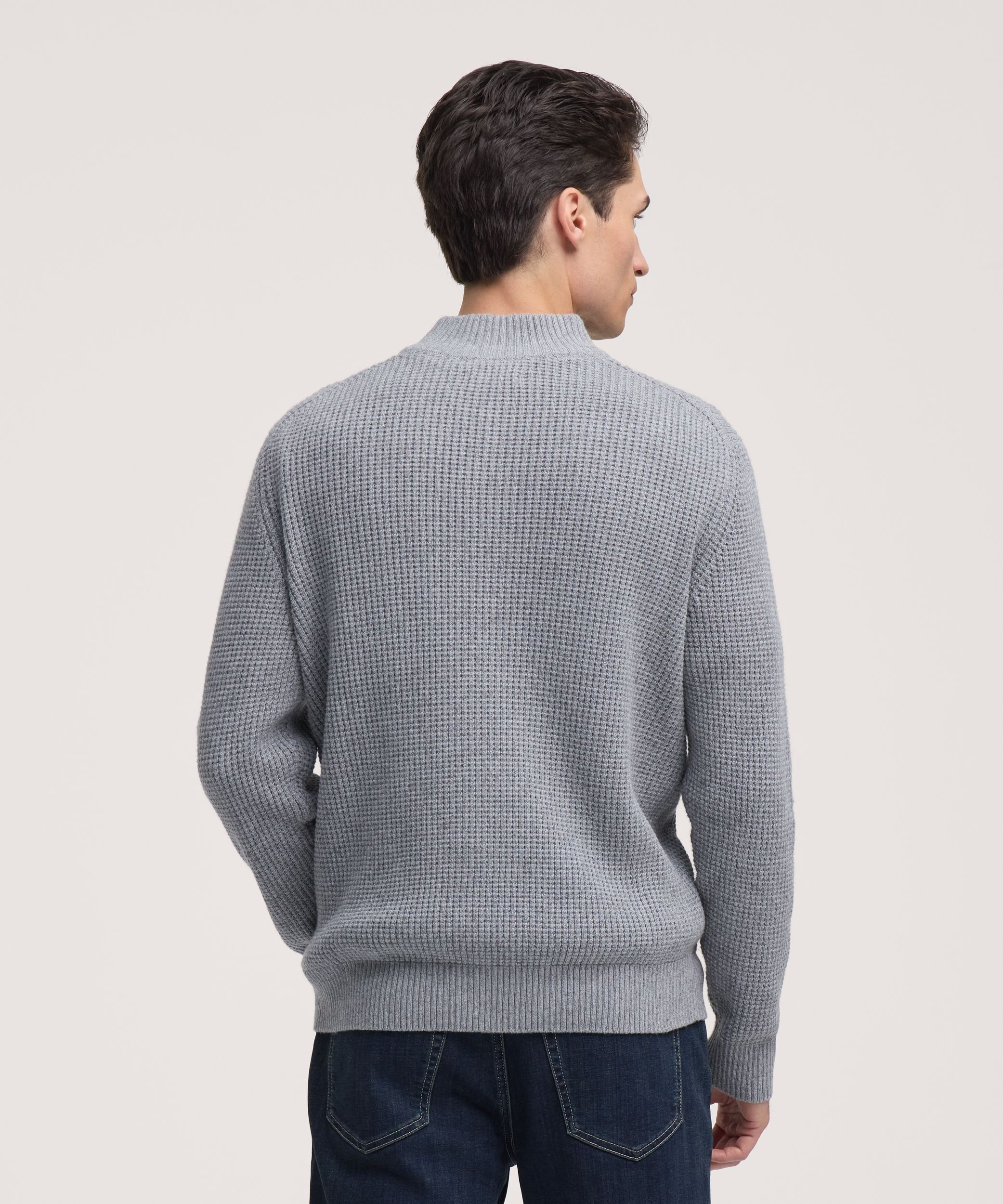 Chandail en tricot gaufré à glissière pleine longueur pour hommes, Denver Hayes