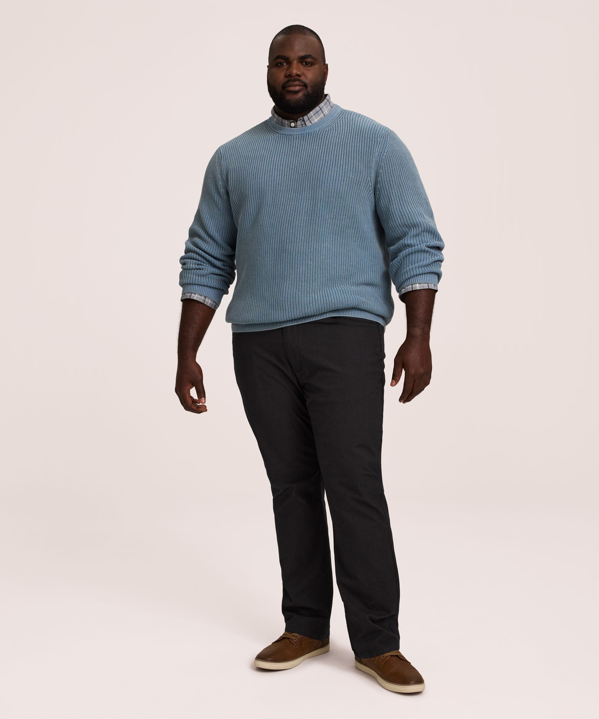 Chandail à col ras du cou et mailles perlées avec effet délavé pour hommes, Denver Hayes