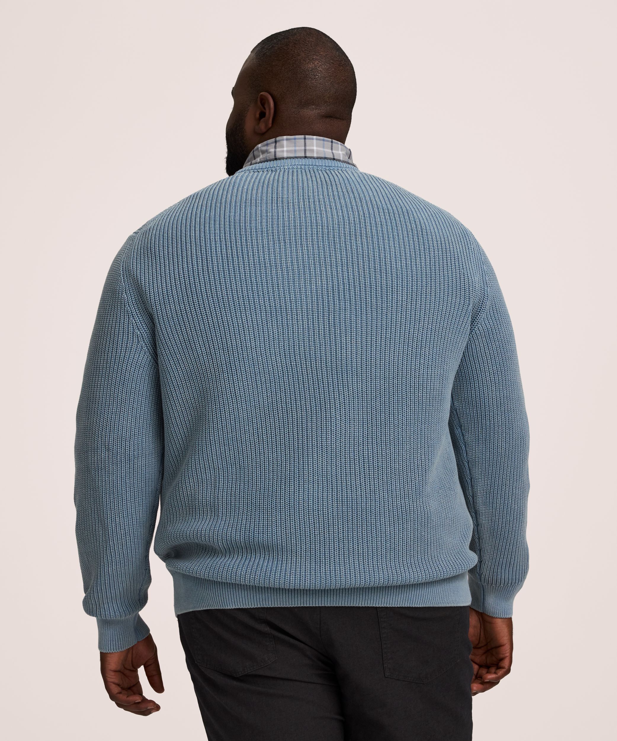 Chandail à col ras du cou et mailles perlées avec effet délavé pour hommes, Denver Hayes