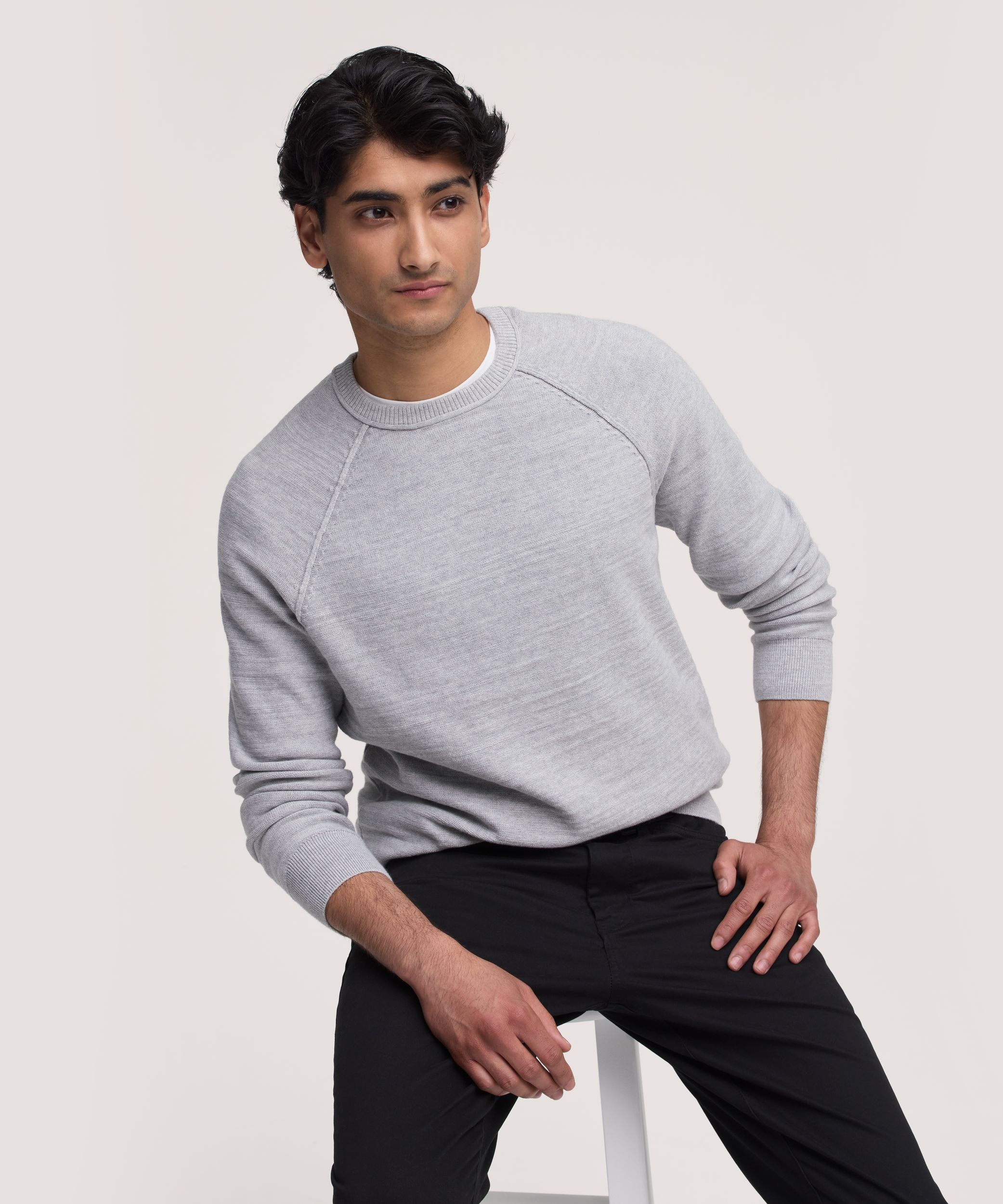 Denver Hayes Men's Slub Cotton Raglan Sweater