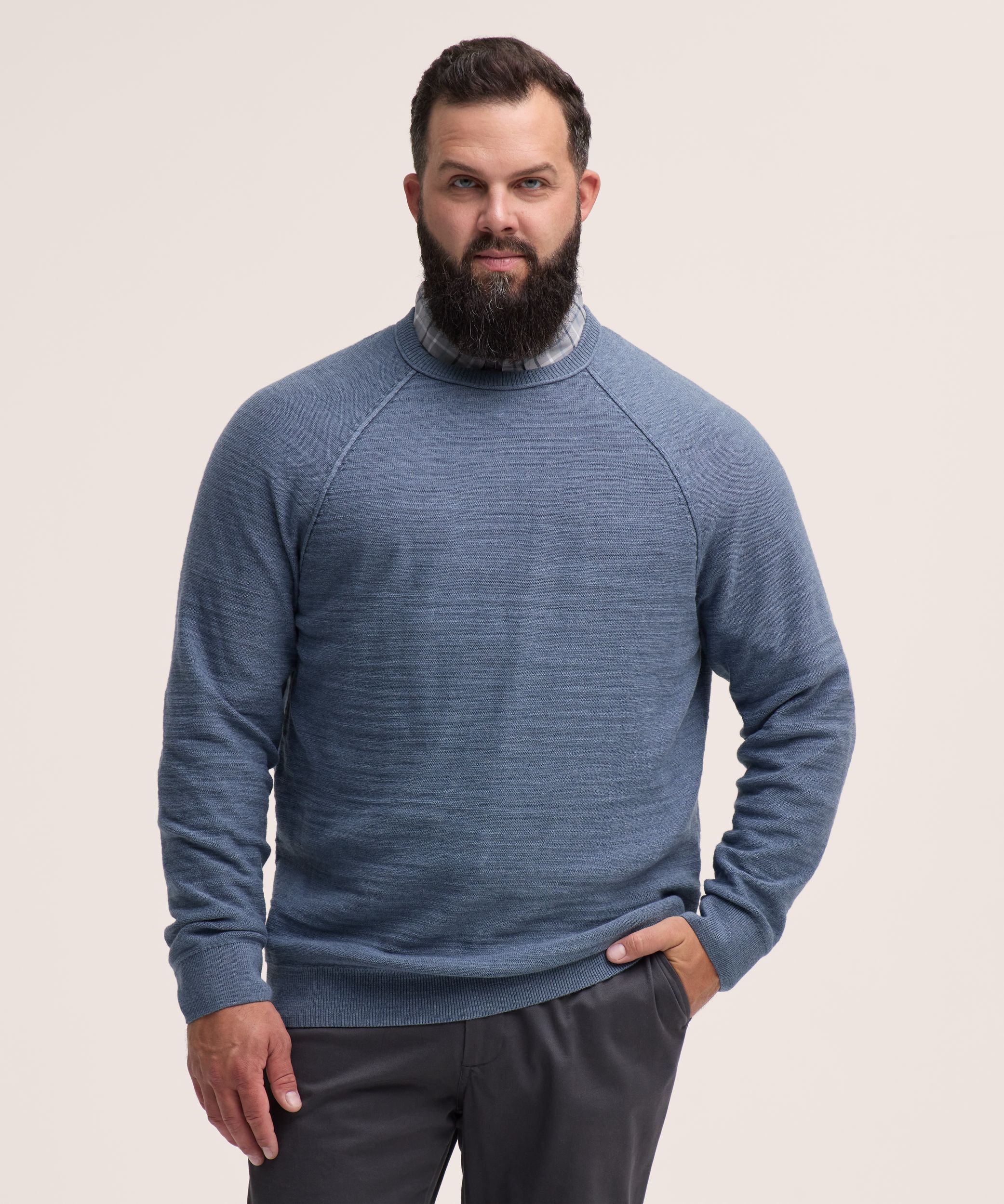 Denver Hayes Men's Slub Cotton Raglan Sweater