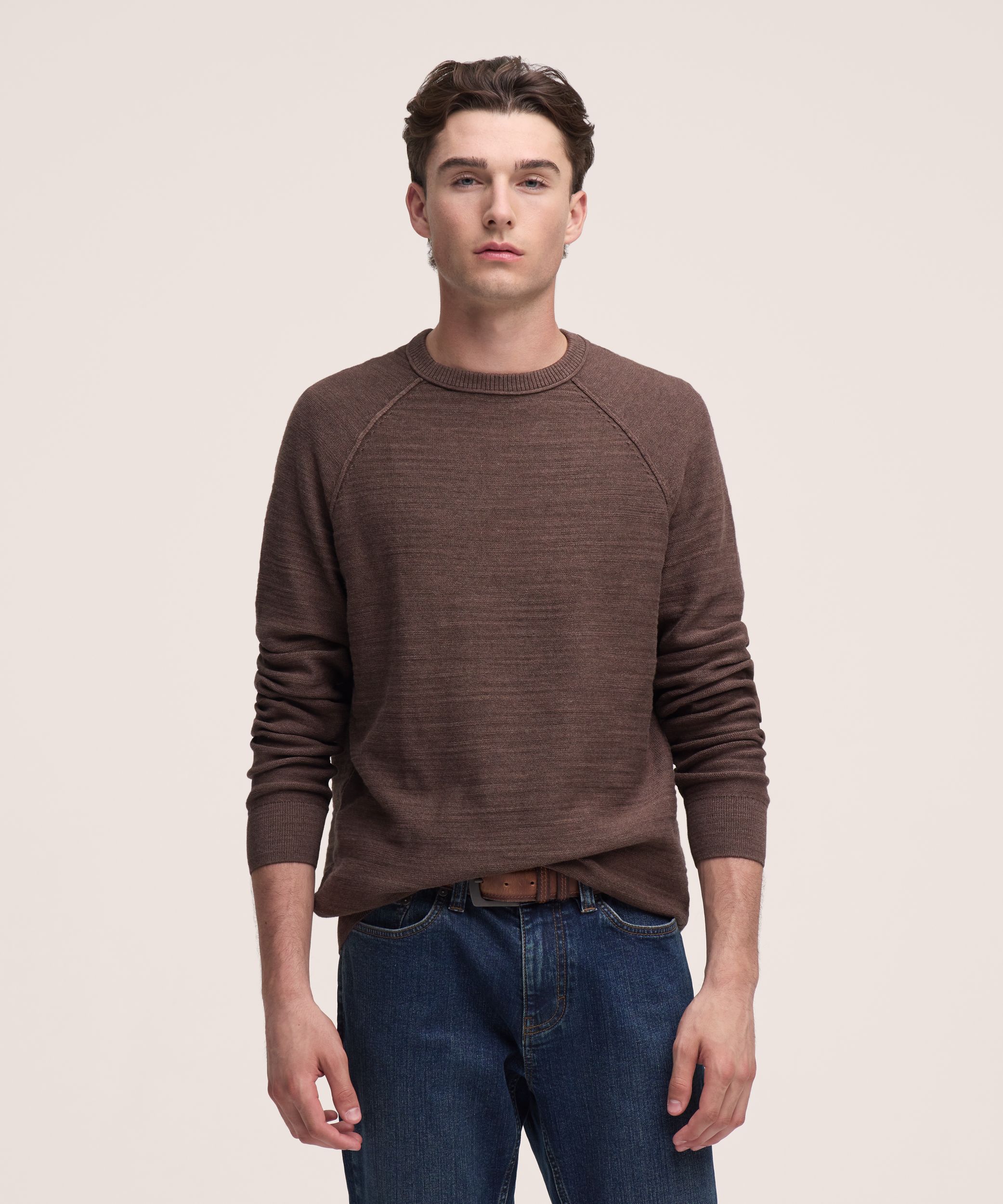 Denver Hayes Men's Slub Cotton Raglan Sweater