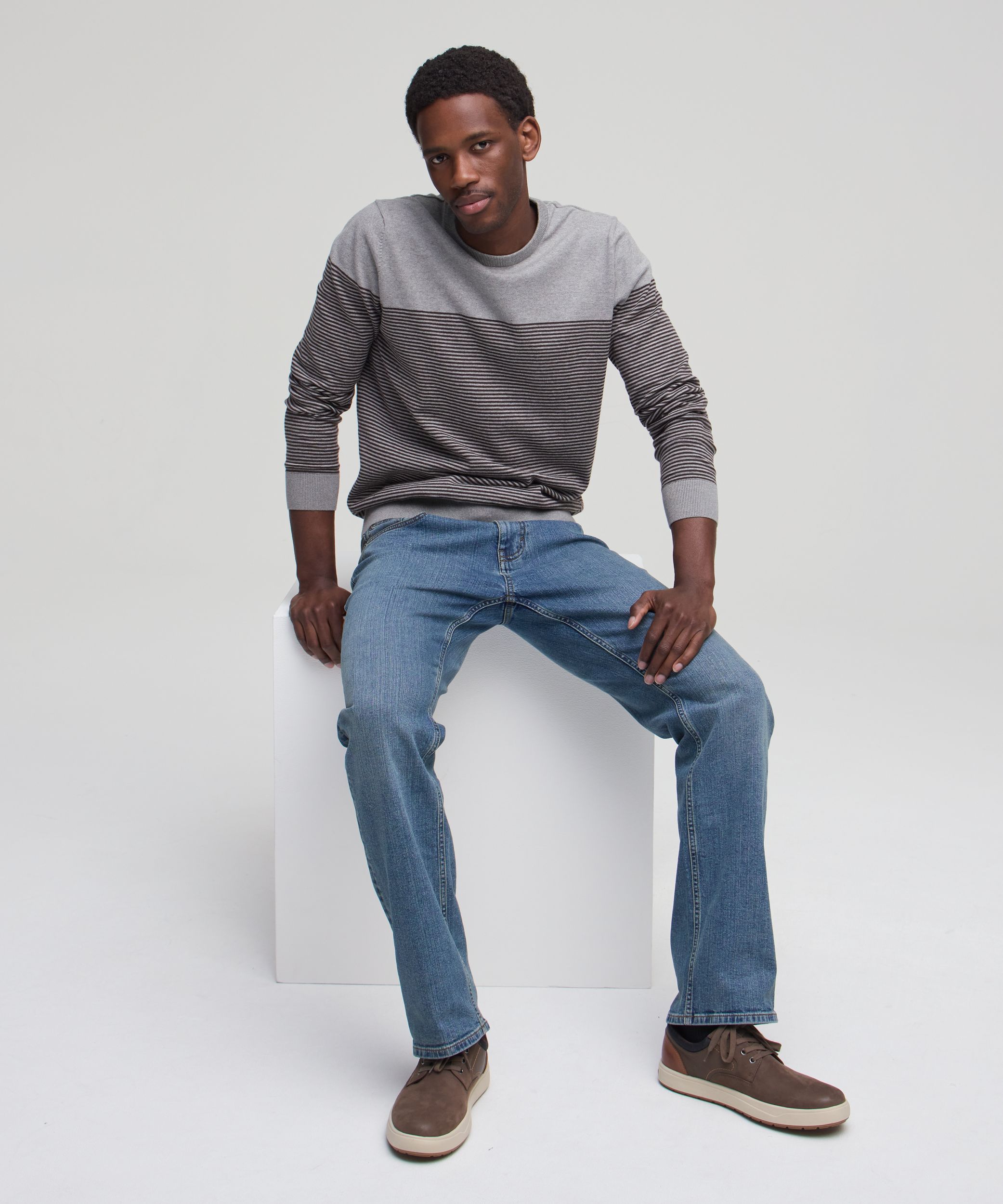 Chandail en coton doux à col ras du cou et point jersey pour hommes, Denver Hayes