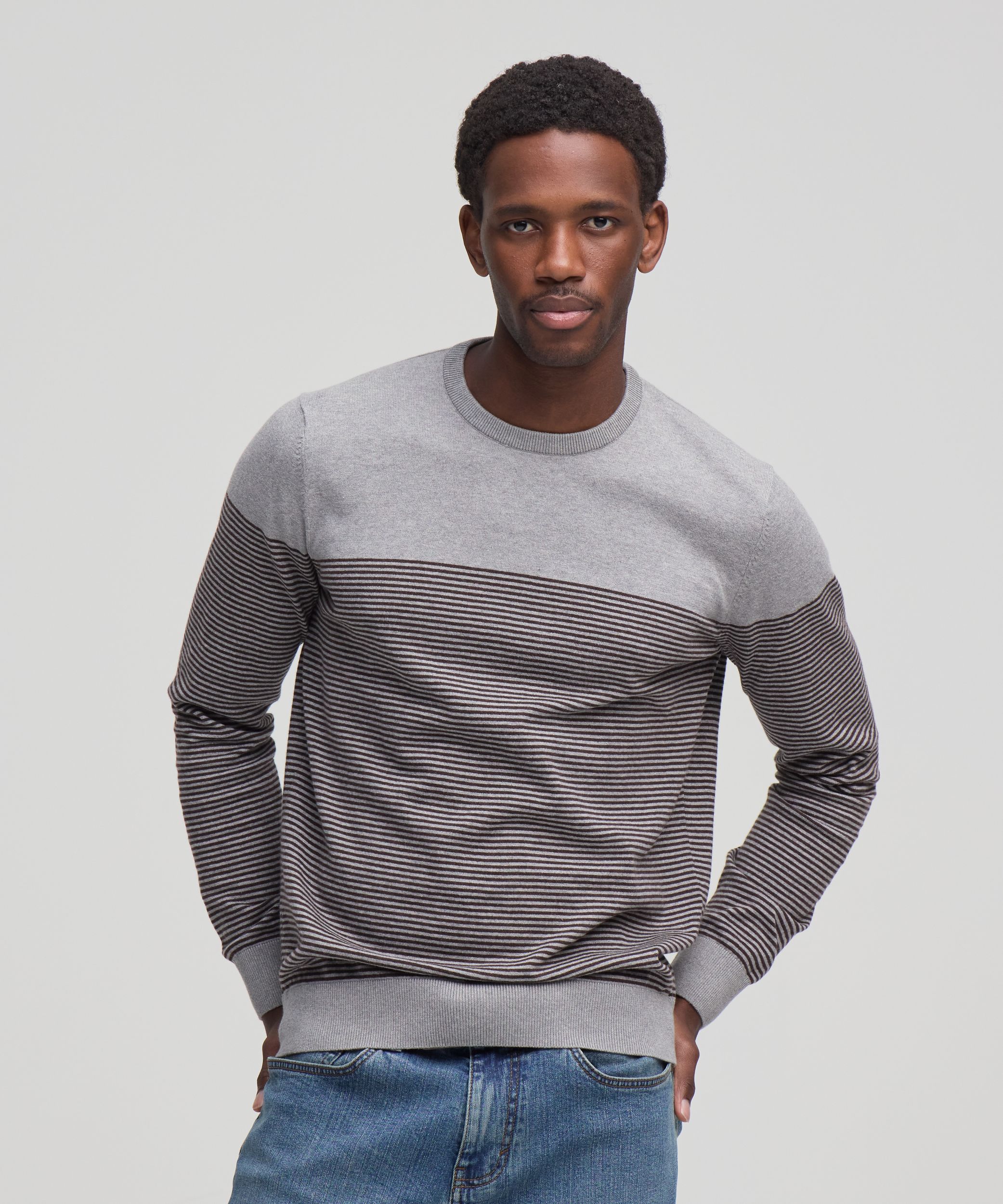 Chandail en coton doux à col ras du cou et point jersey pour hommes, Denver Hayes