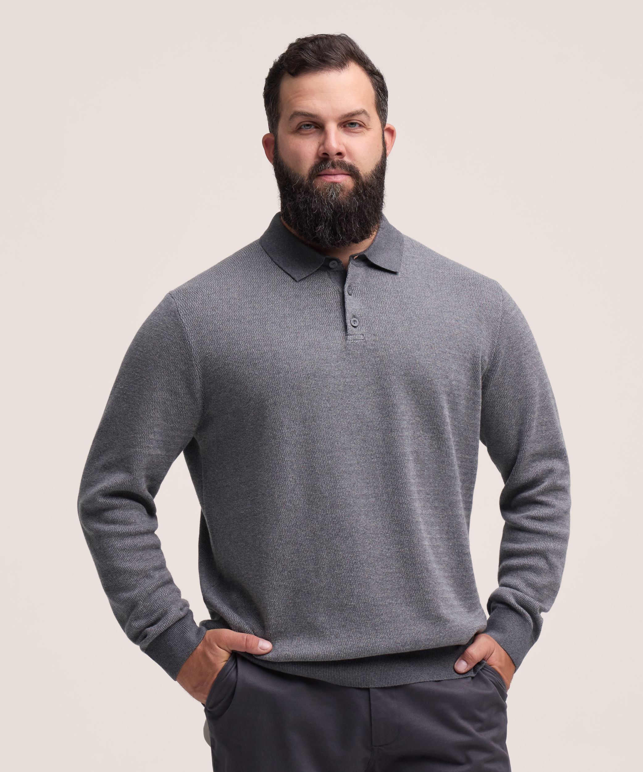 Polo en coton doux à point œil de perdrix pour hommes, Denver Hayes