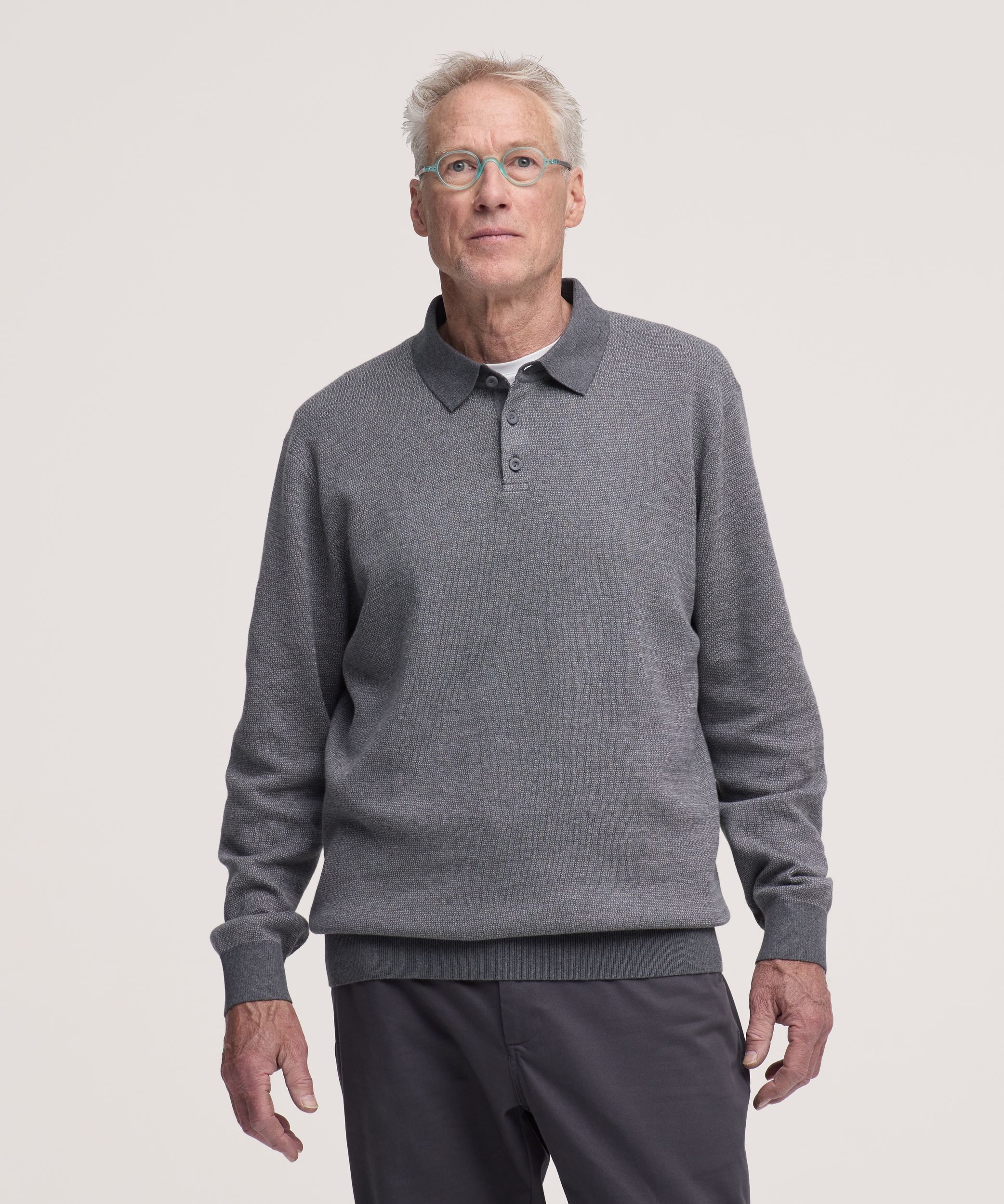Polo en coton doux à point œil de perdrix pour hommes, Denver Hayes