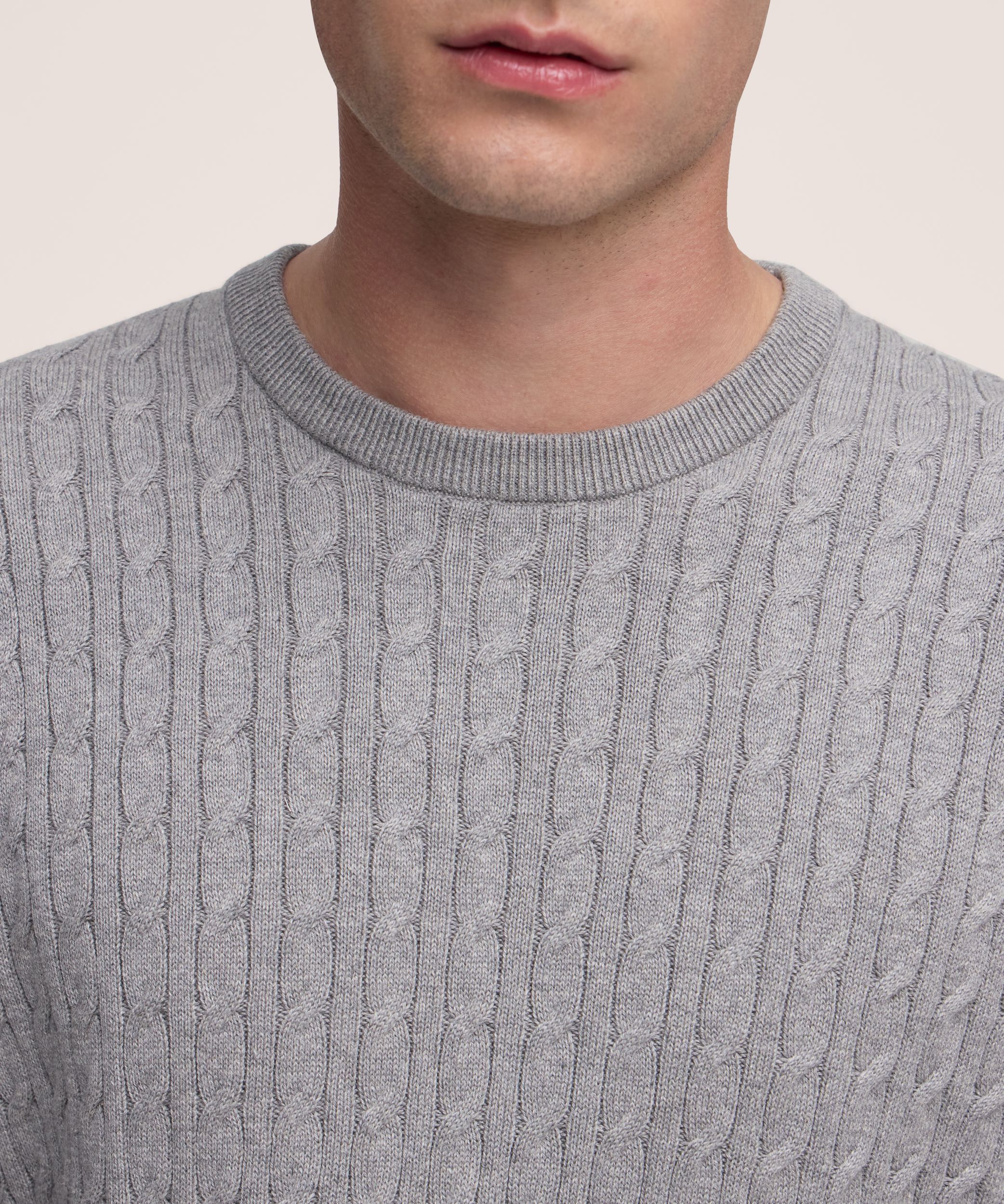 Denver Hayes Men's Soft Cotton Crew Cable Knit Sweater