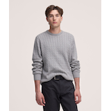 Denver Hayes Men's Soft Cotton Crew Cable Knit Sweater