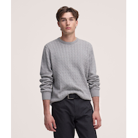 Denver Hayes Men's Soft Cotton Crew Cable Knit Sweater