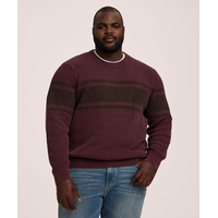 Denver Hayes Men's Shaker Striped Washed Crewneck Sweater