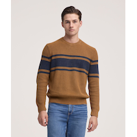Denver Hayes Men's Shaker Striped Washed Crewneck Sweater