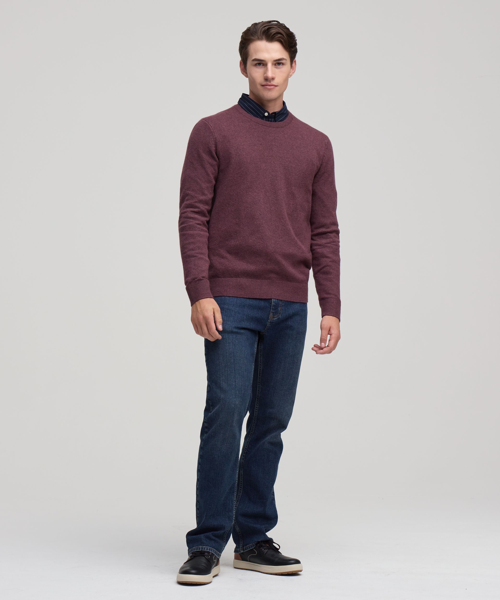 Denver Hayes Men's Lofty knit Solid Crewneck Sweater