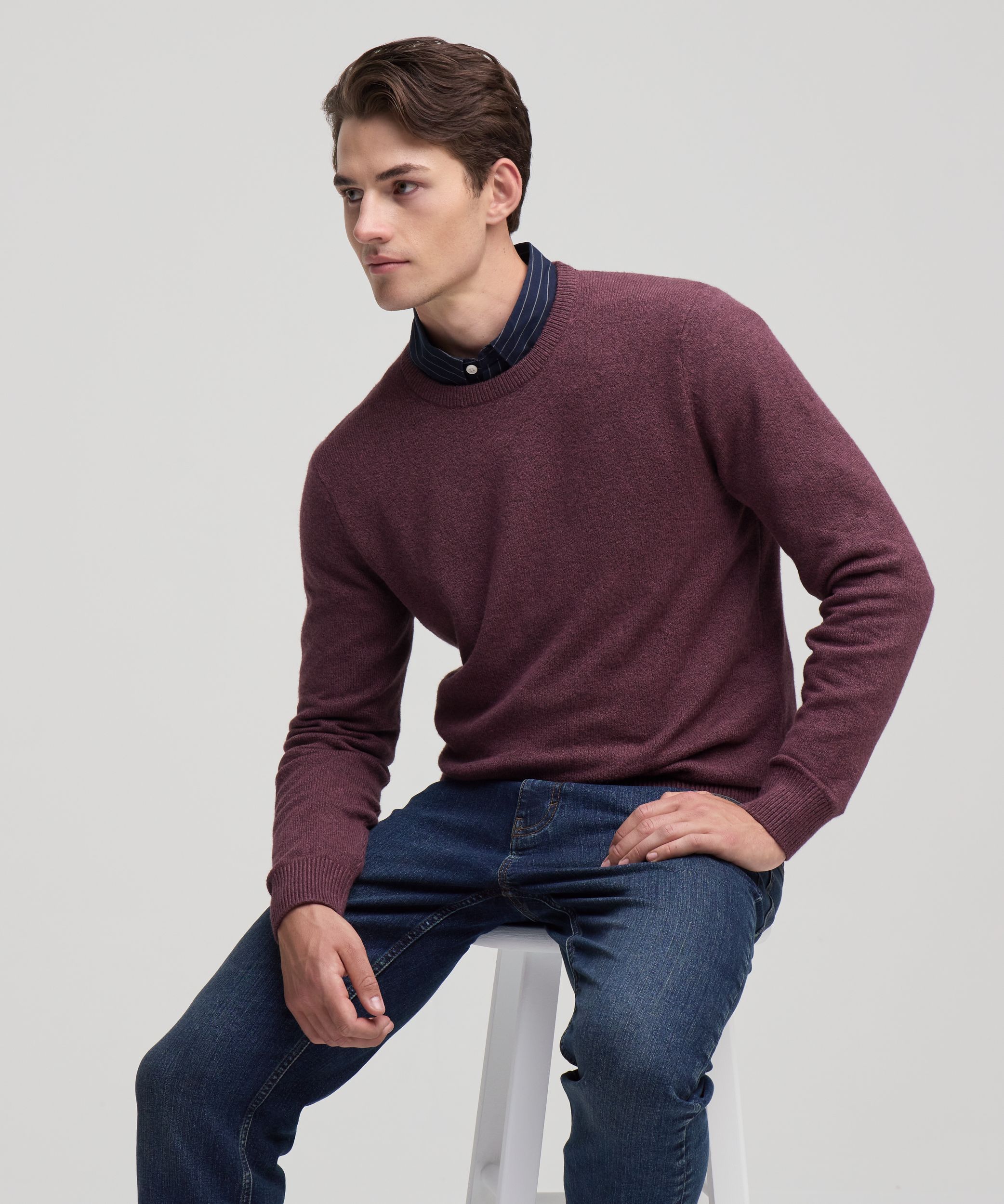 Denver Hayes Men's Lofty knit Solid Crewneck Sweater