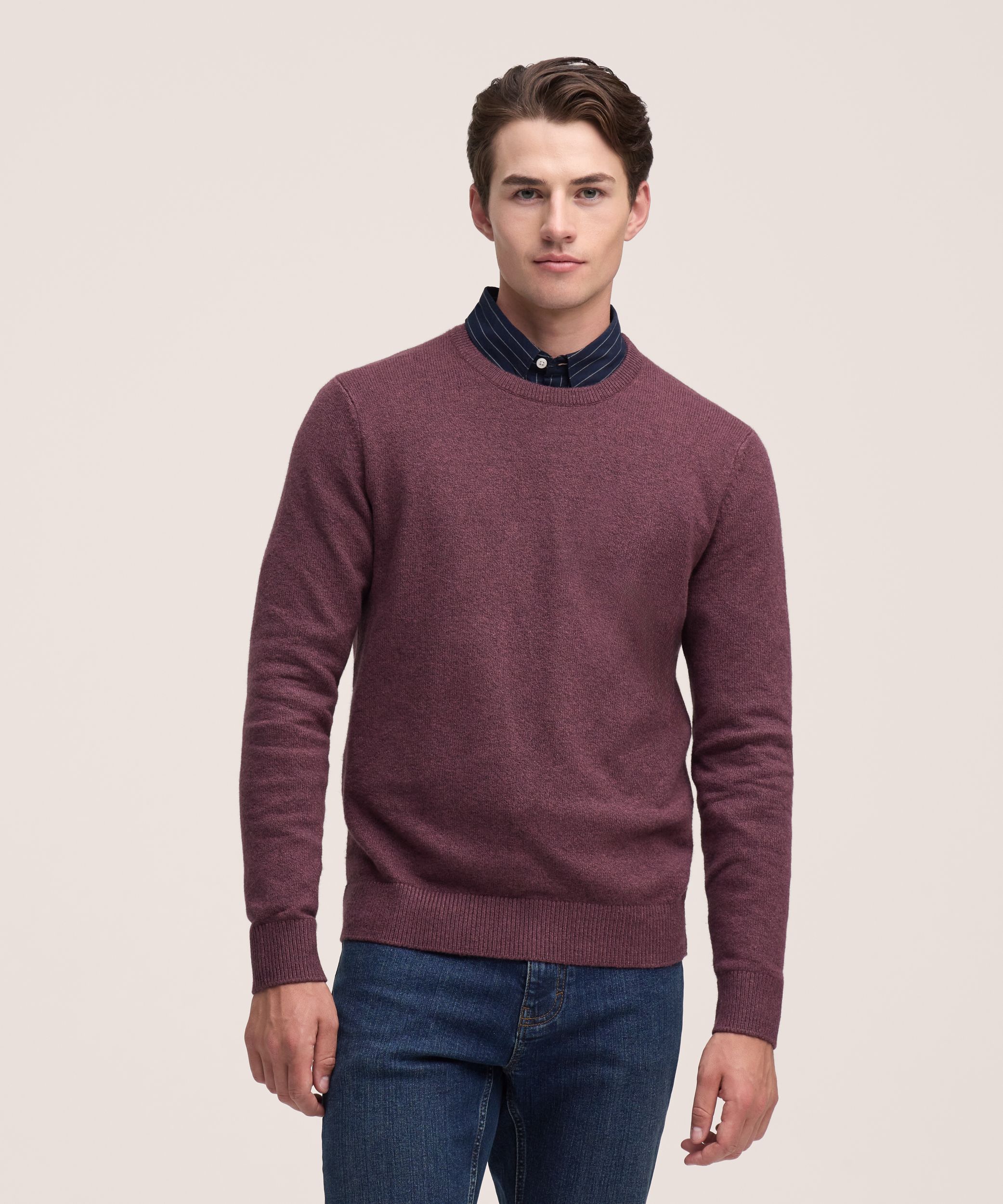 Denver Hayes Men's Lofty knit Solid Crewneck Sweater