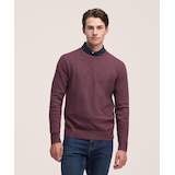Chandail à col ras du cou en tricot gonflant de couleur unie pour hommes, Denver Hayes Front_Flat