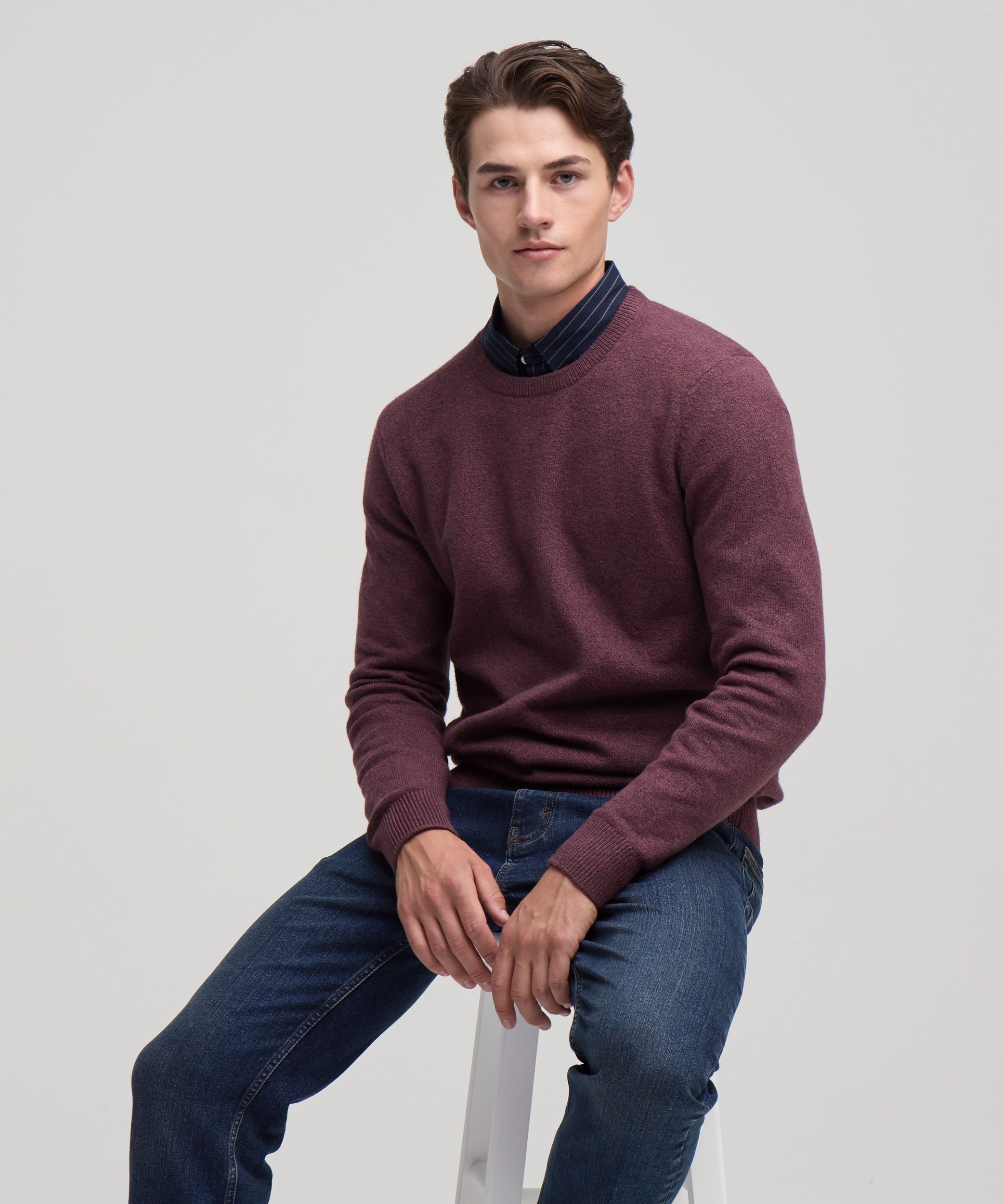 Denver Hayes Men's Lofty knit Solid Crewneck Sweater