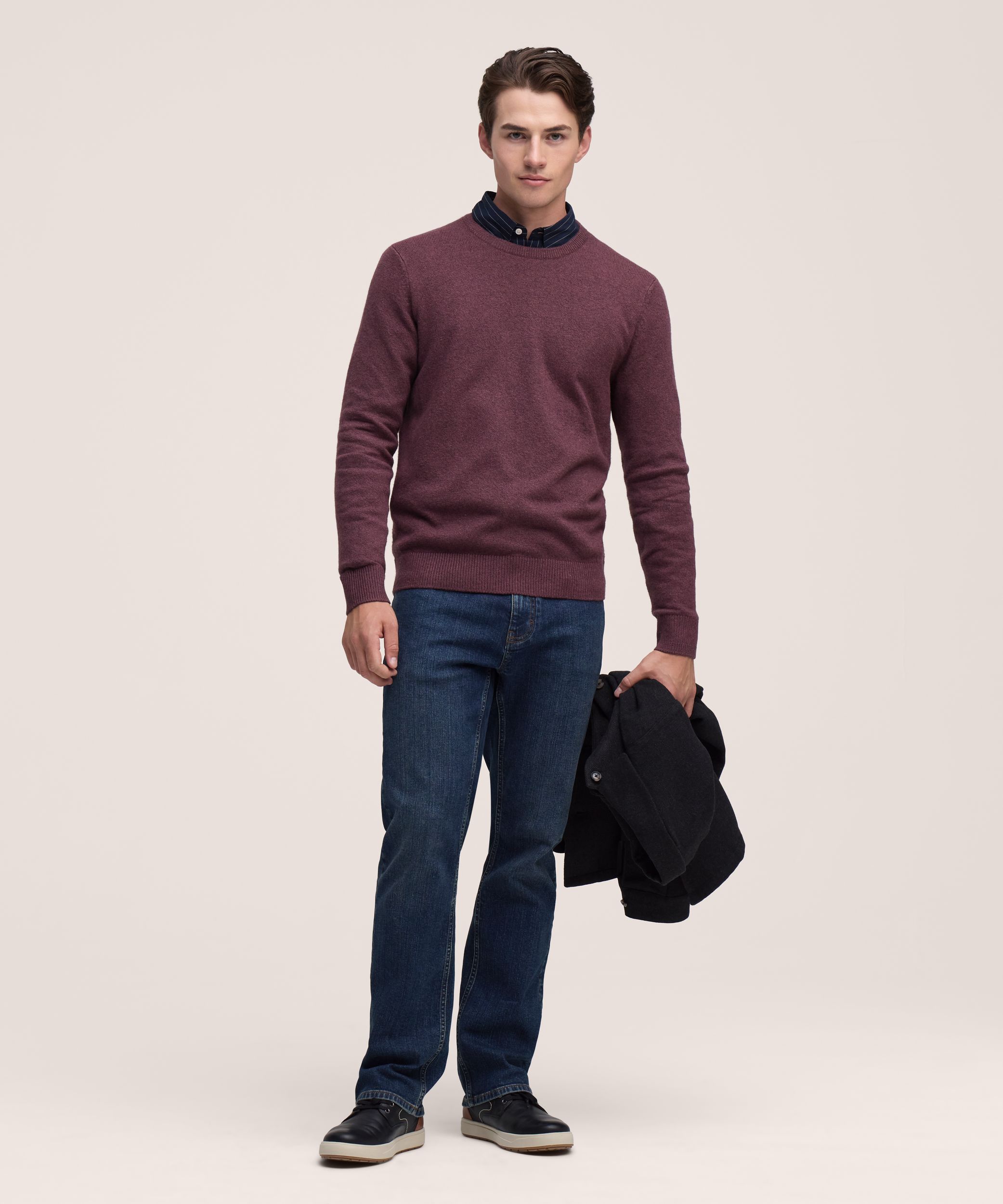 Denver Hayes Men's Lofty knit Solid Crewneck Sweater