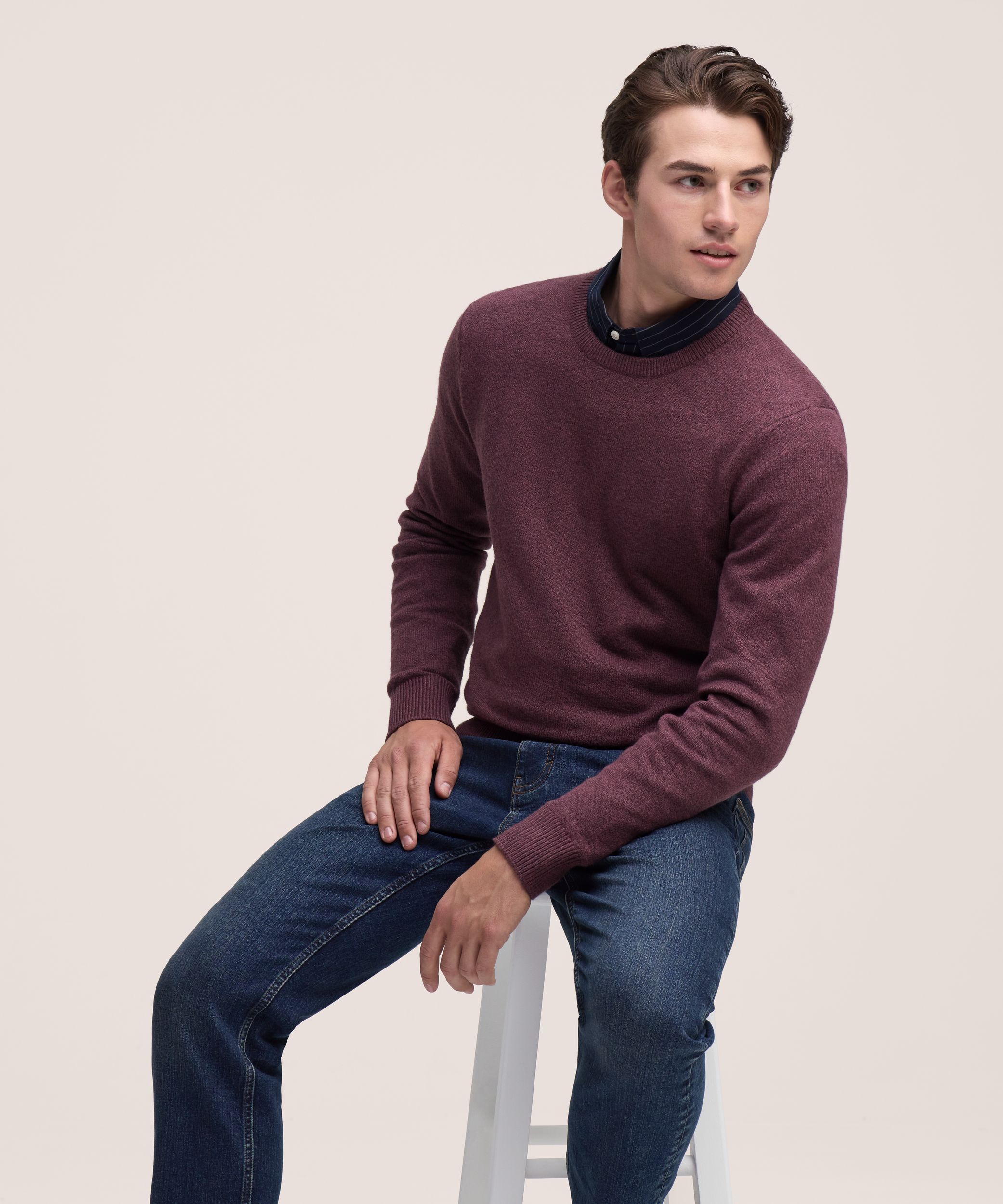 Denver Hayes Men's Lofty knit Solid Crewneck Sweater