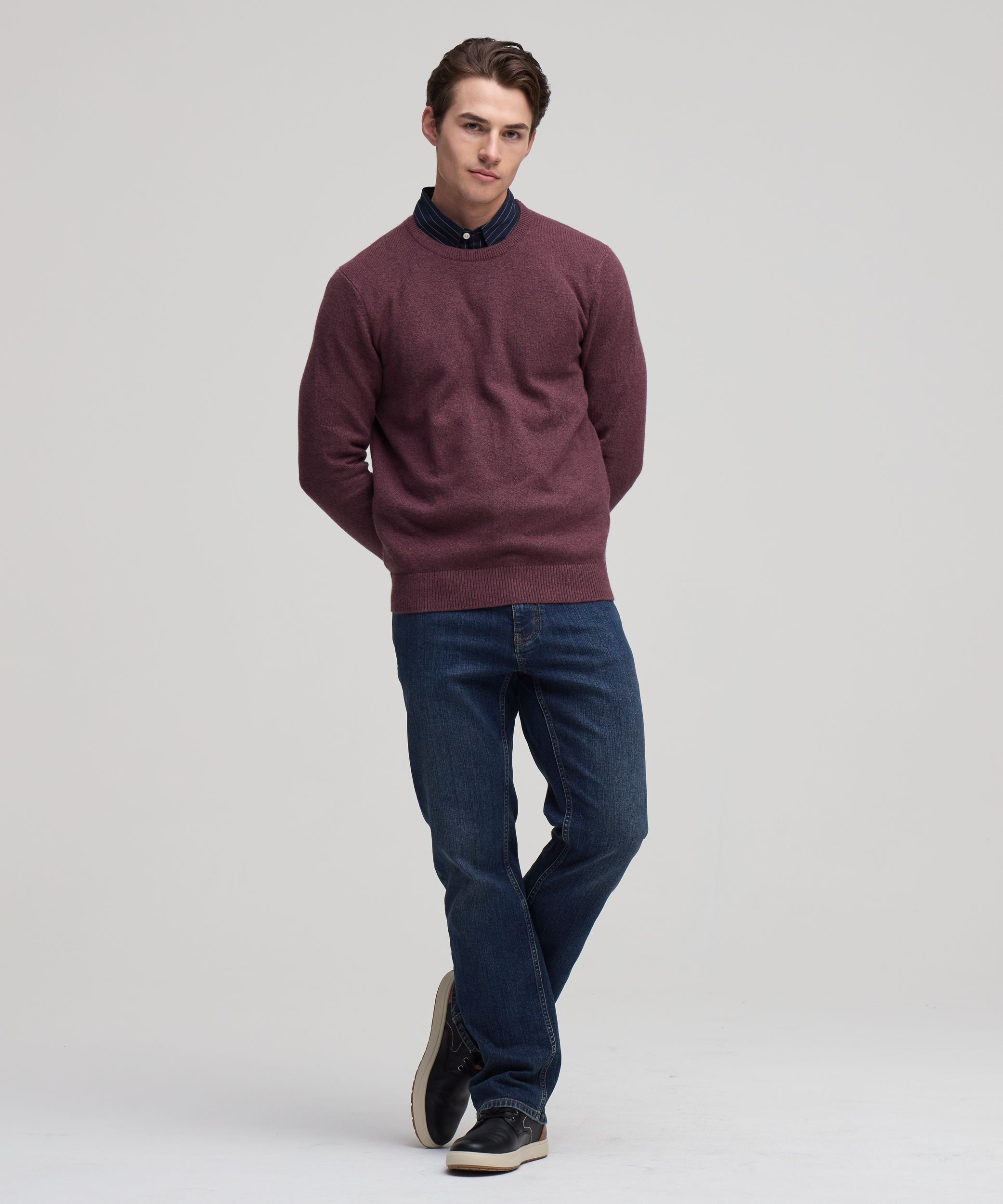 Denver Hayes Men's Lofty knit Solid Crewneck Sweater