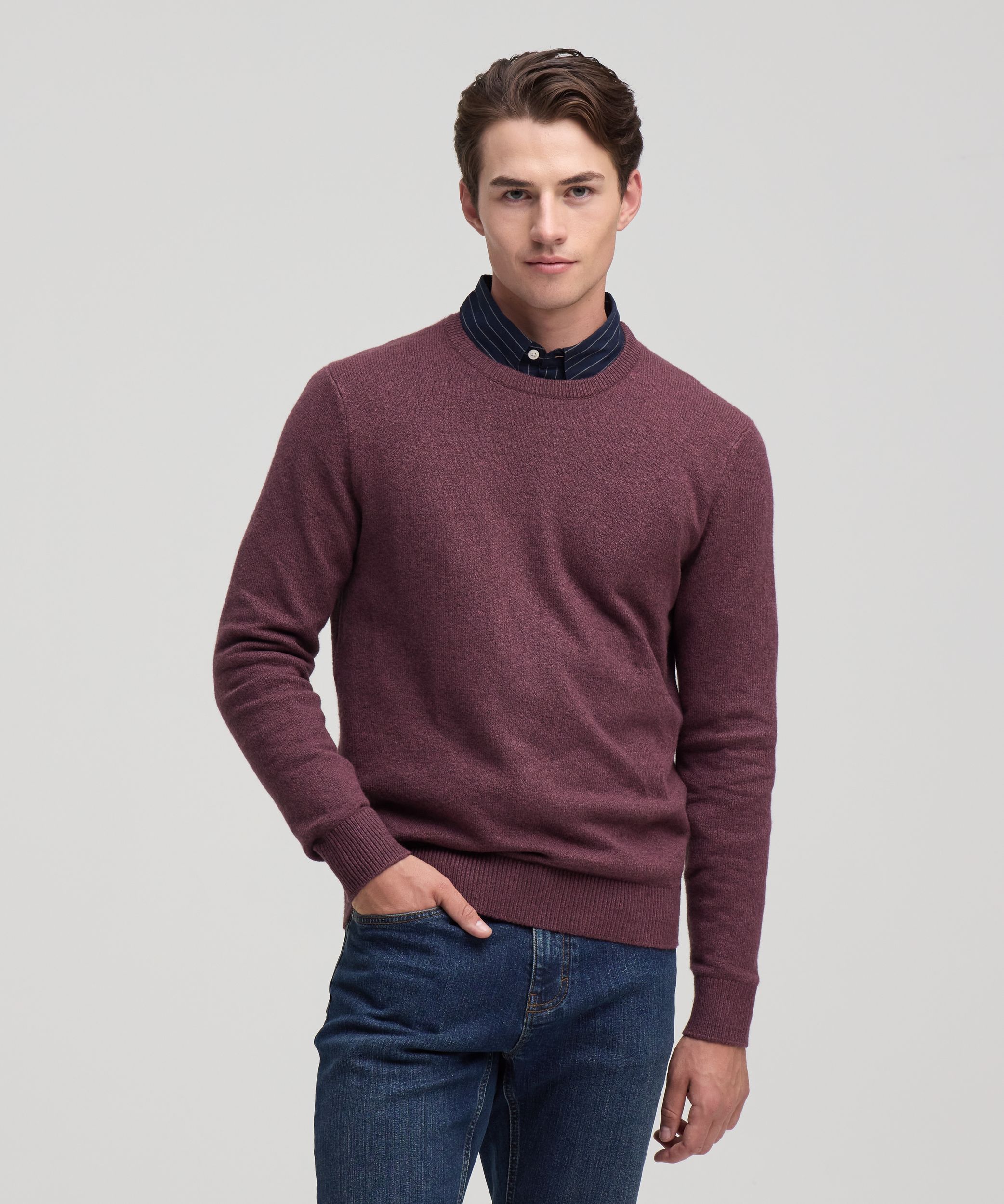 Denver Hayes Men's Lofty knit Solid Crewneck Sweater