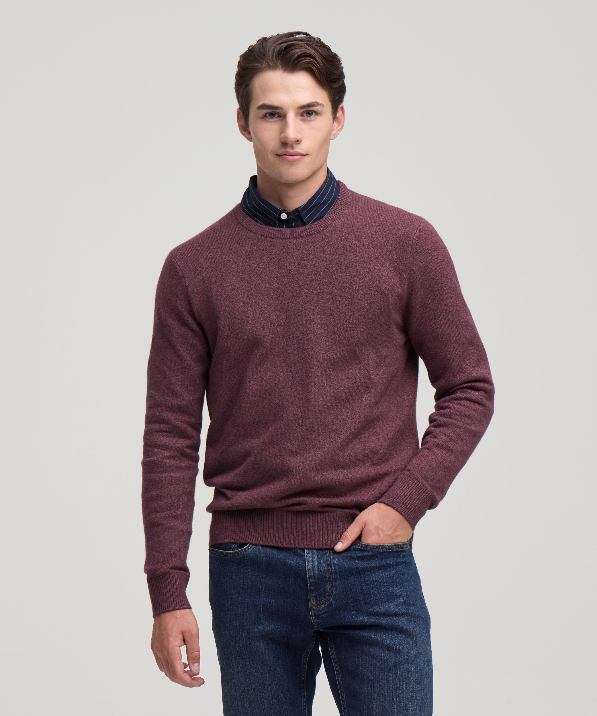 Denver Hayes Men's Lofty knit Solid Crewneck Sweater
