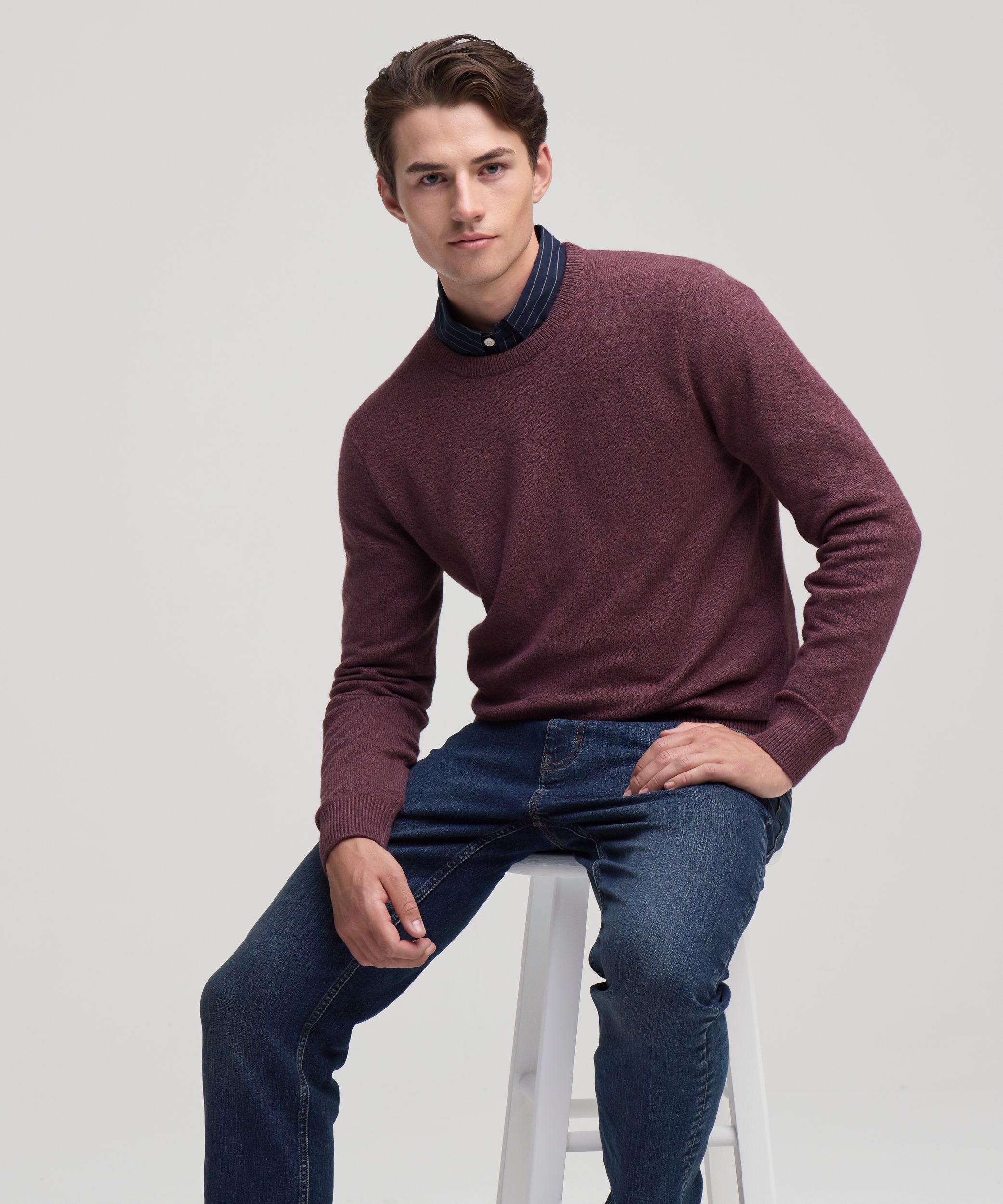 Denver Hayes Men's Lofty knit Solid Crewneck Sweater