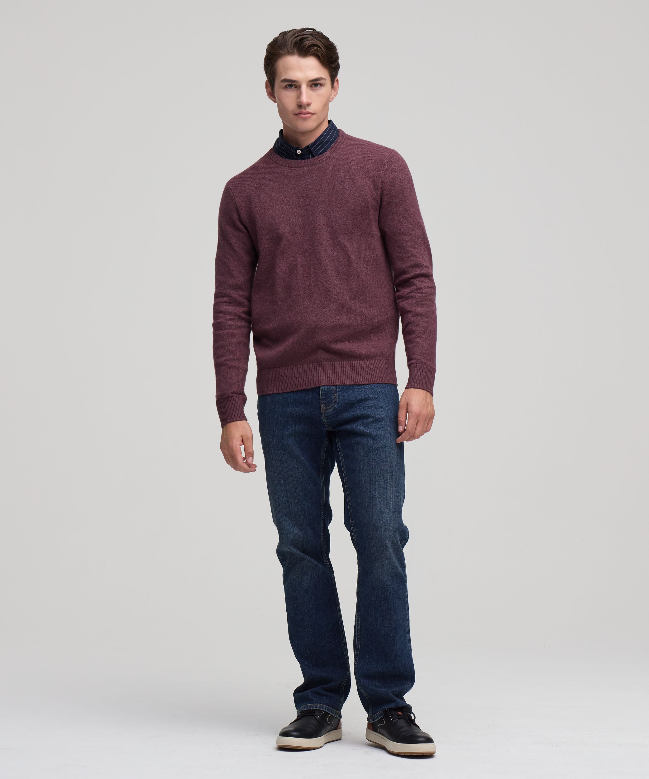 Denver Hayes Men's Lofty knit Solid Crewneck Sweater