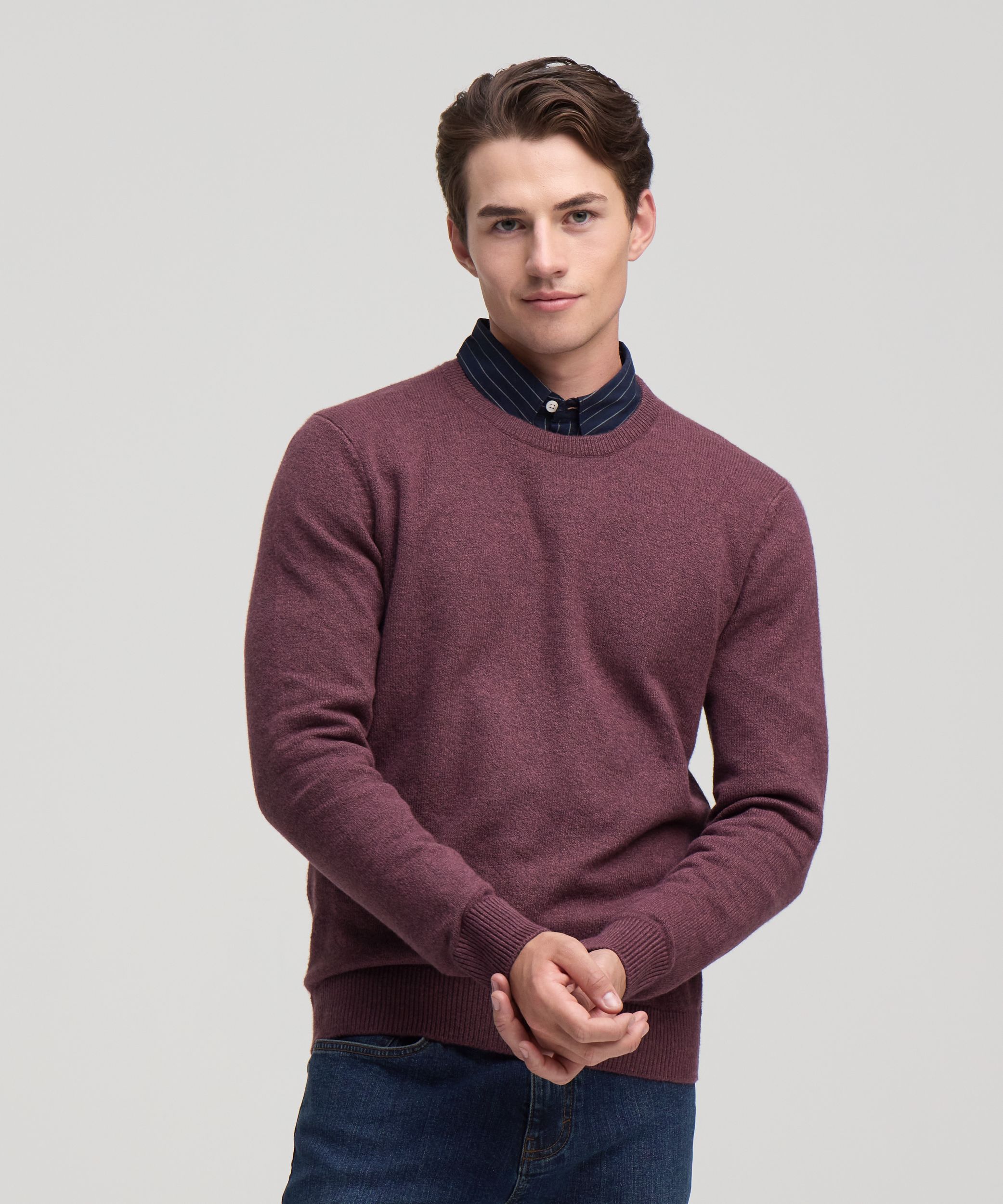 Denver Hayes Men's Lofty knit Solid Crewneck Sweater