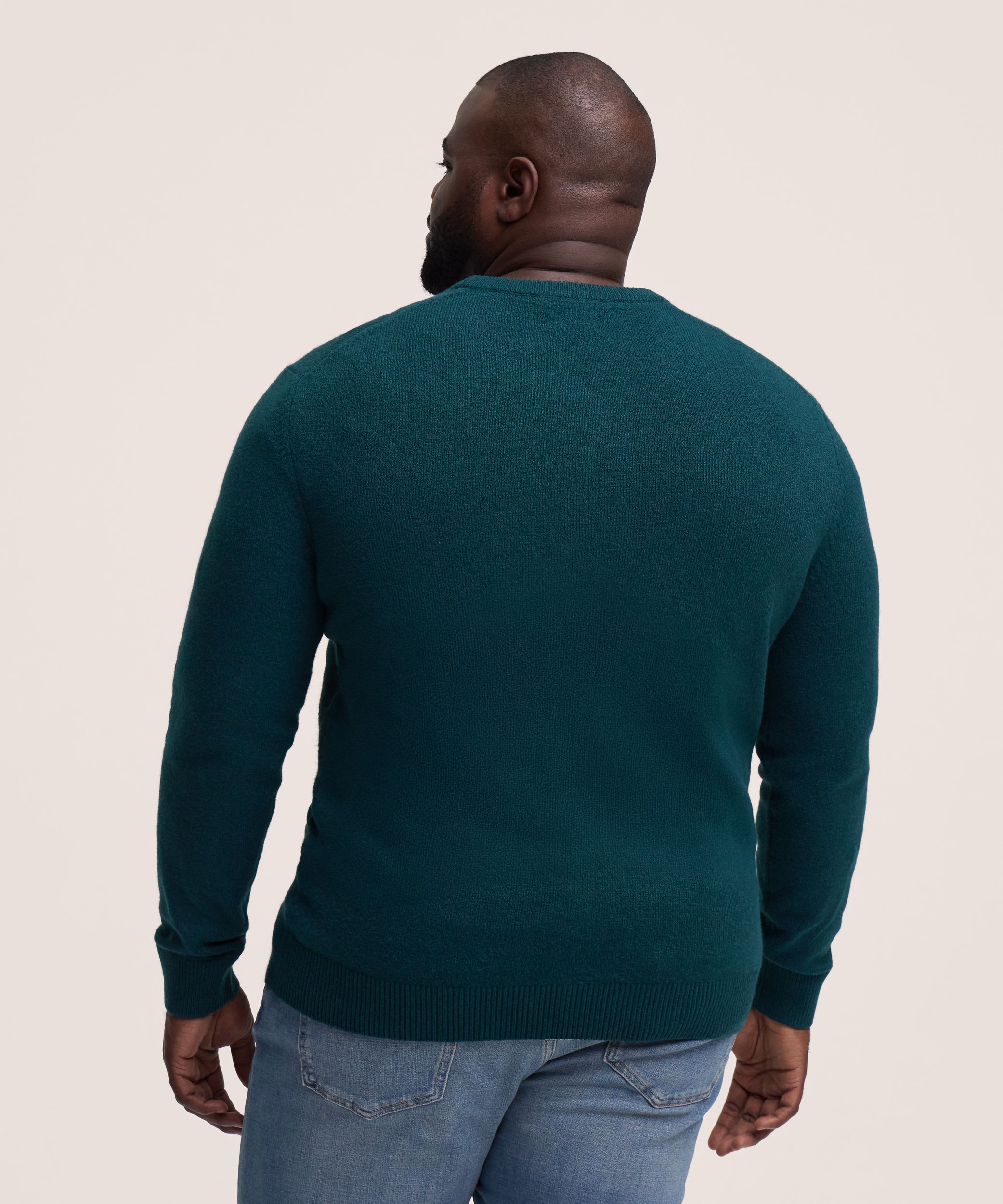 Chandail à col ras du cou en tricot gonflant de couleur unie pour hommes, Denver Hayes