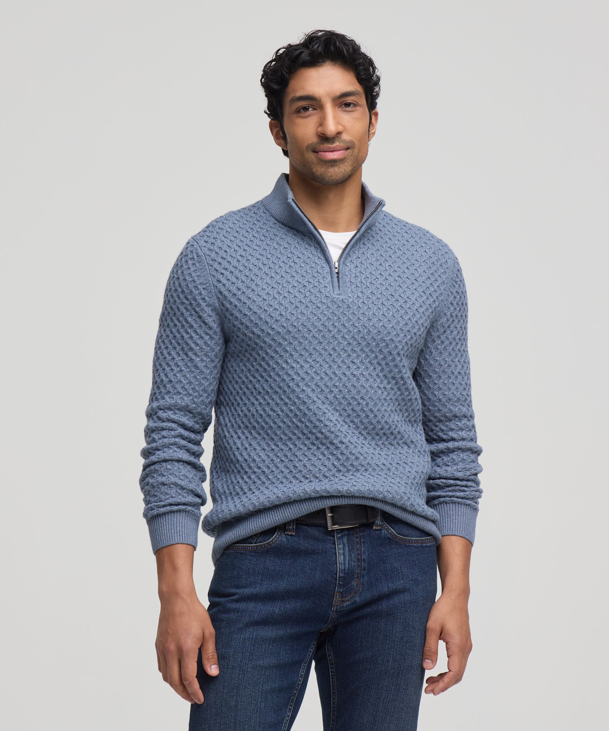 Denver Hayes Men's Knit 1/4 Zip Mockneck Sweater