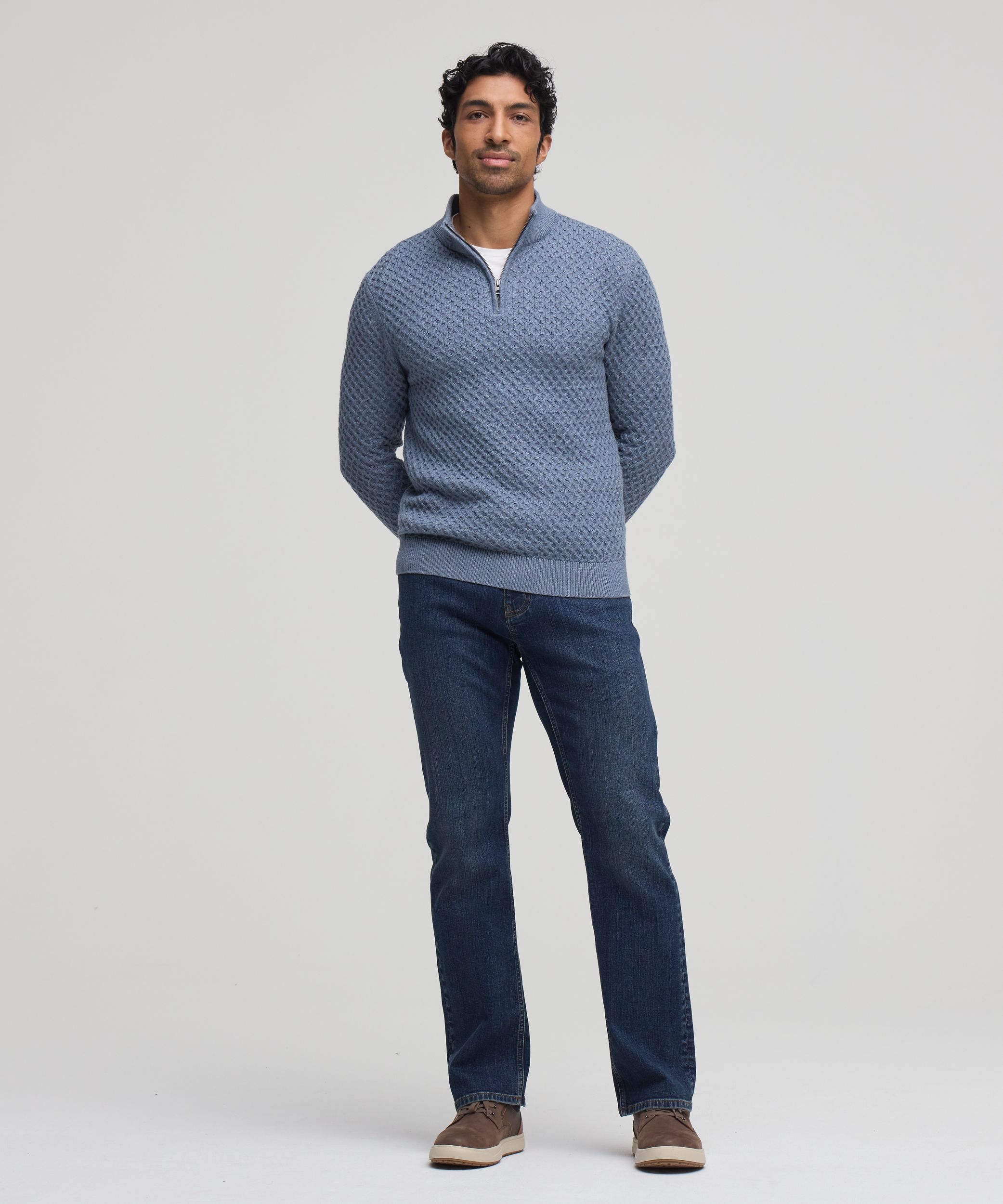 Denver Hayes Men's Knit 1/4 Zip Mockneck Sweater
