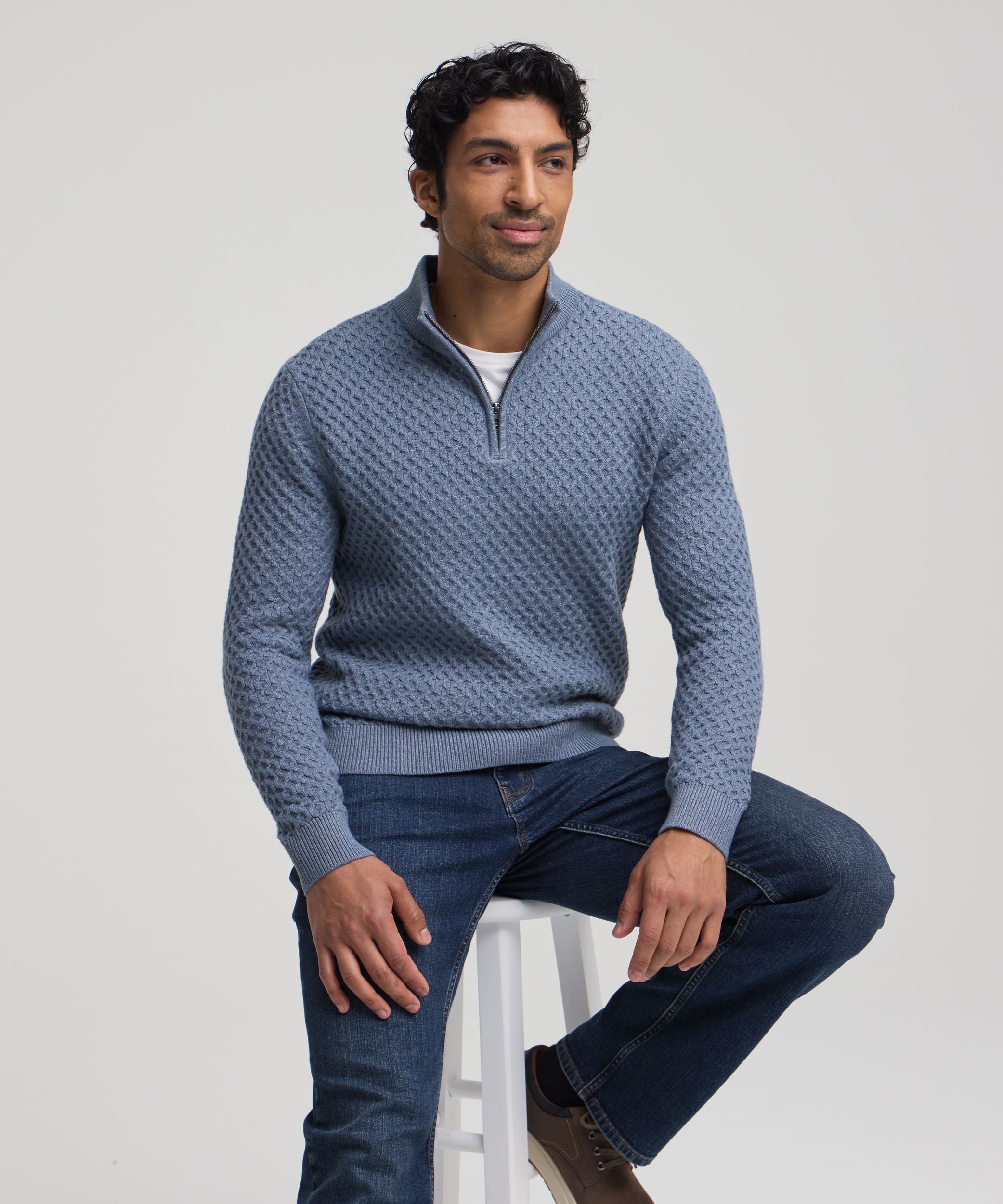 Denver Hayes Men's Knit 1/4 Zip Mockneck Sweater